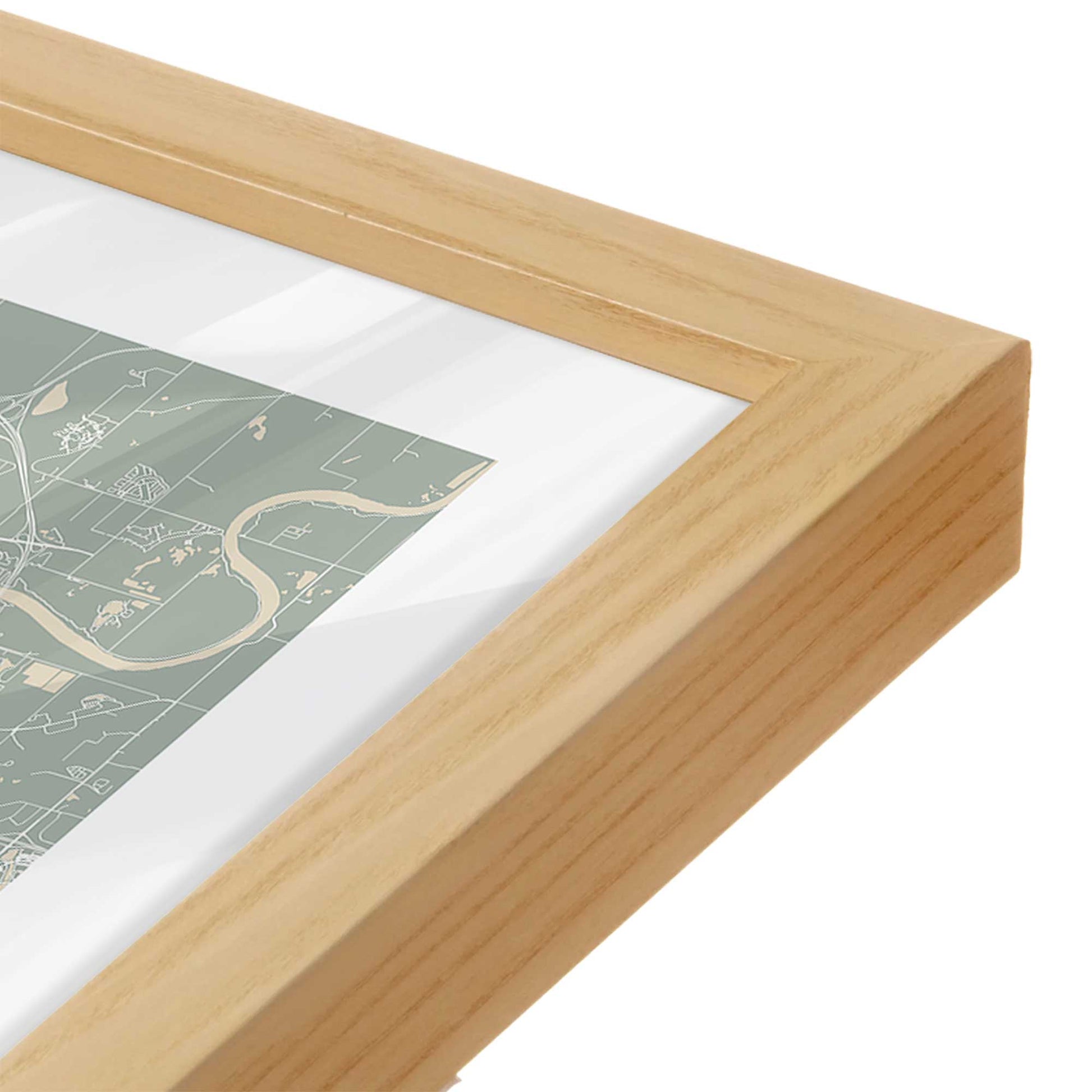 [Color:American Maple], Picture of art in a American Maple frame at an angle