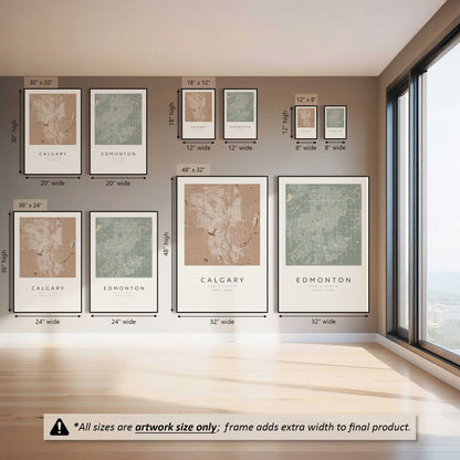 Calgary & Edmonton Street Maps, Set of 2 Prints on Canvas