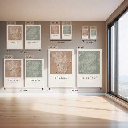 Calgary & Edmonton Street Maps, Set of 2 Prints on Canvas