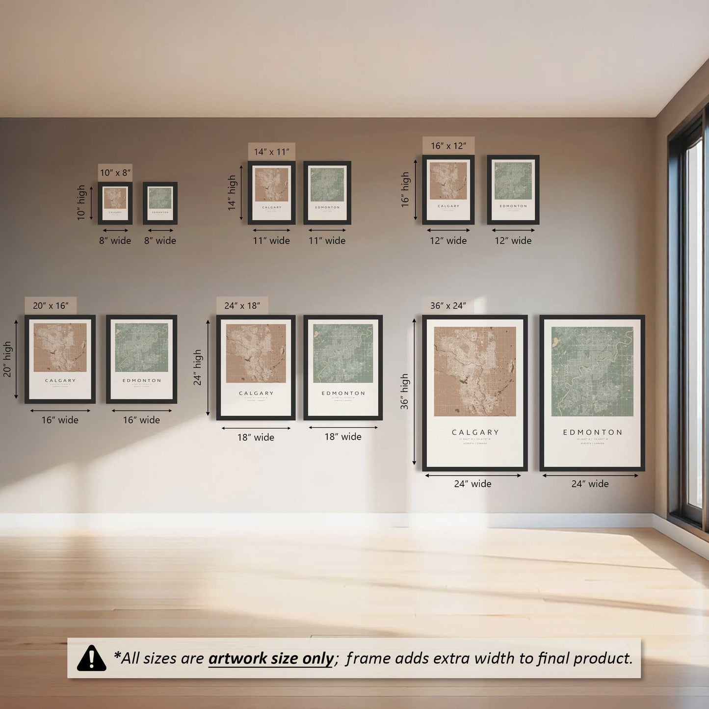 Calgary & Edmonton Street Maps Set of 2 Prints