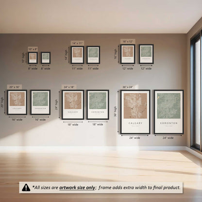 Calgary & Edmonton Street Maps Set of 2 Prints