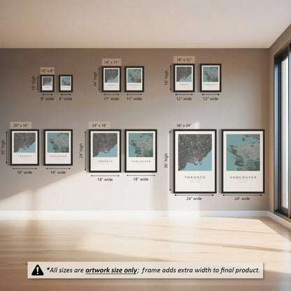 Toronto & Vancouver Street Maps Set of 2 Prints