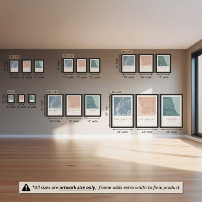 Chicago, Los Angeles & New York City Street Maps Set of 3 Prints