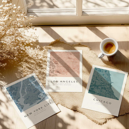 Chicago, Los Angeles & New York City Street Maps Set of 3 Prints
