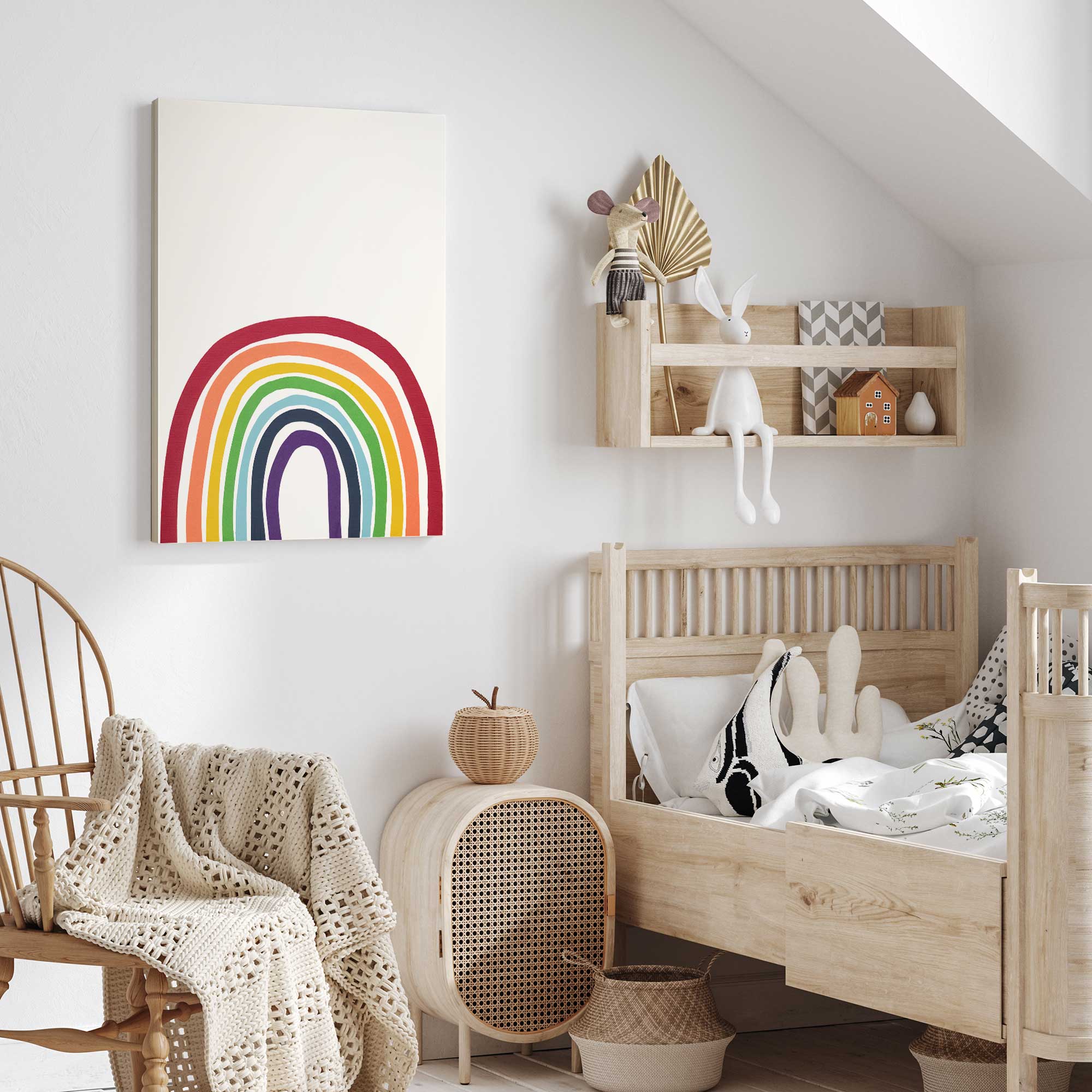 Rainbow colorful art print in kids room