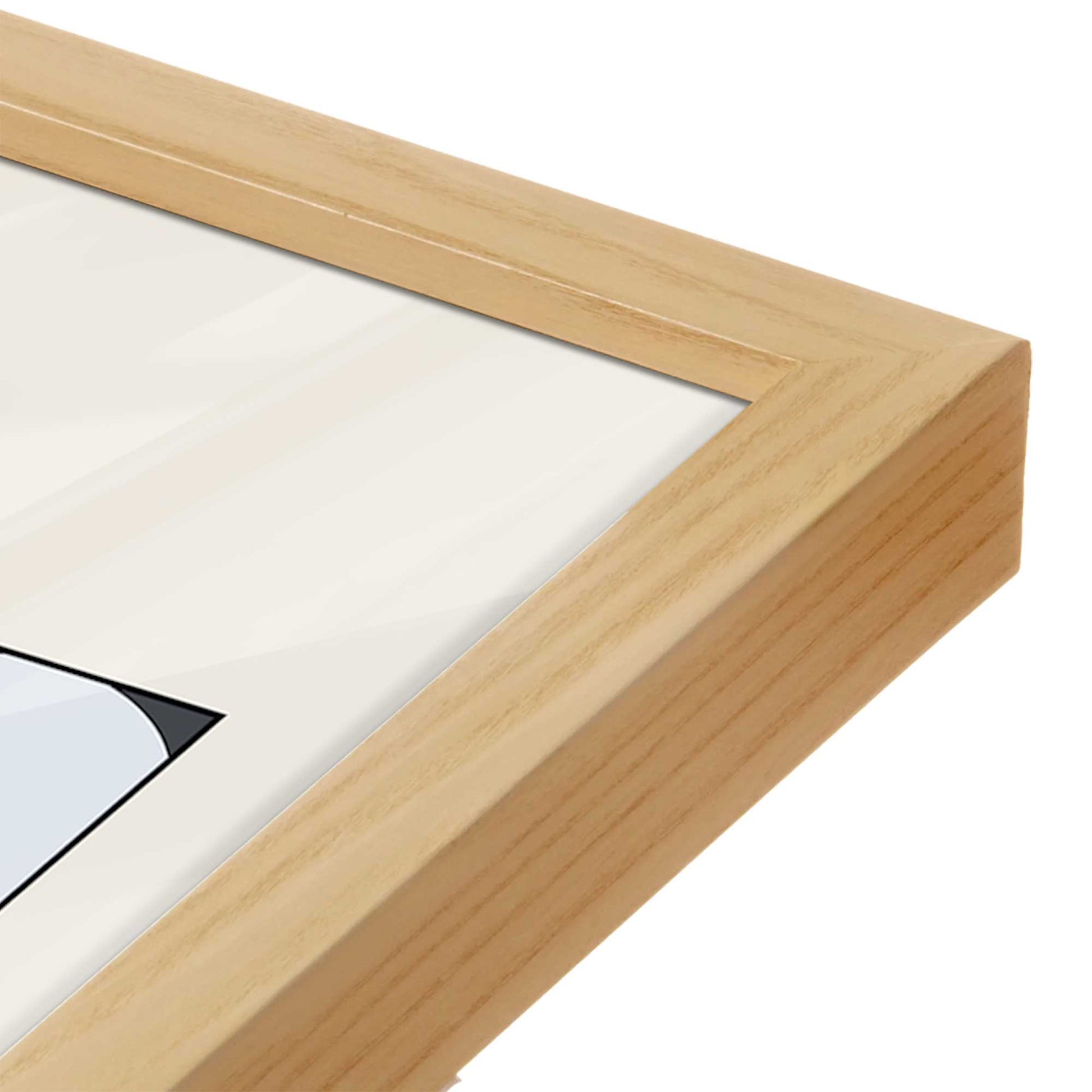 [Color:American Maple], Picture of art in a American Maple frame at an angle
