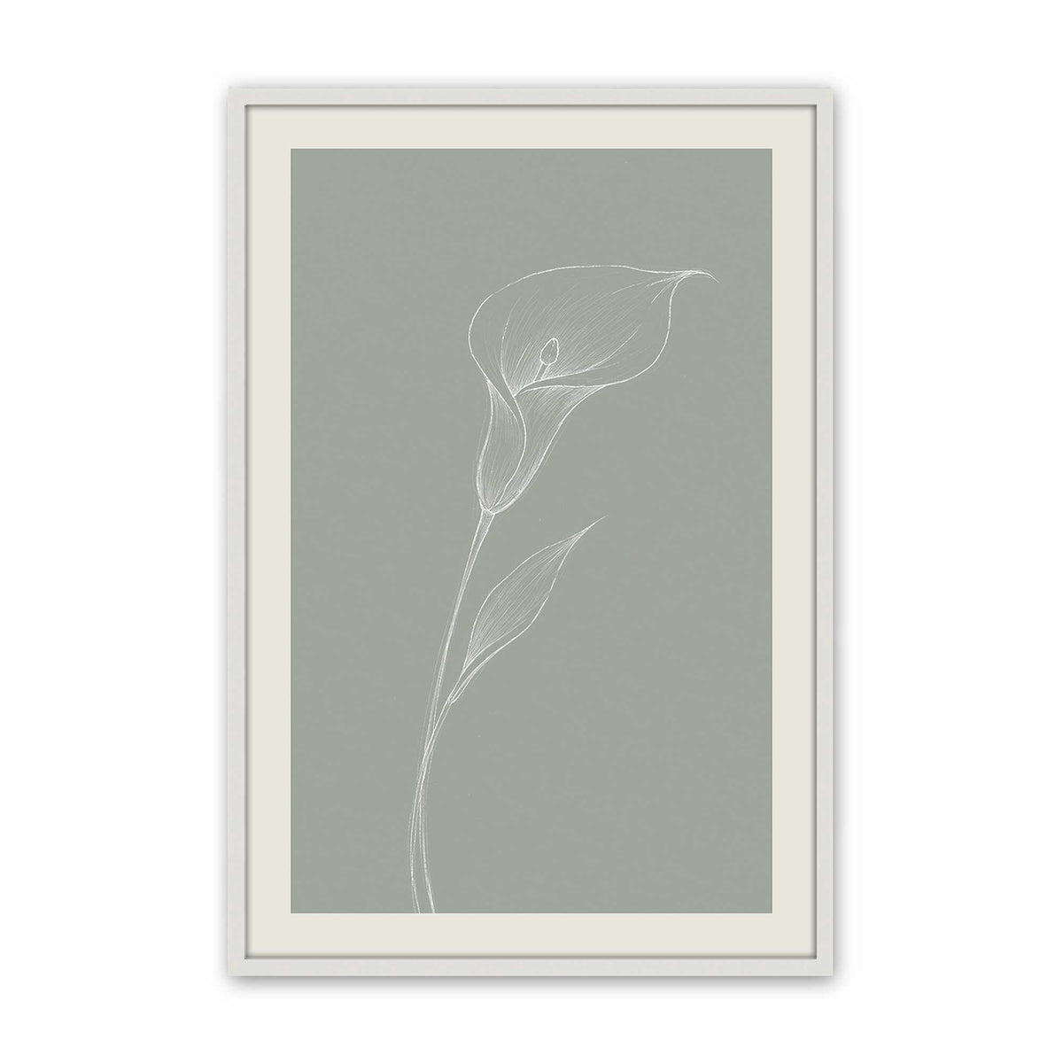 [Color:Opaque White], Picture of art in a Polished Chrome frame