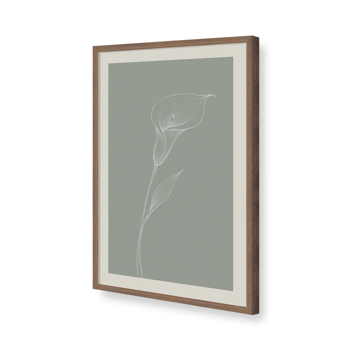 [Color:Walnut], Picture of art in a Polished Chrome frame of the corner