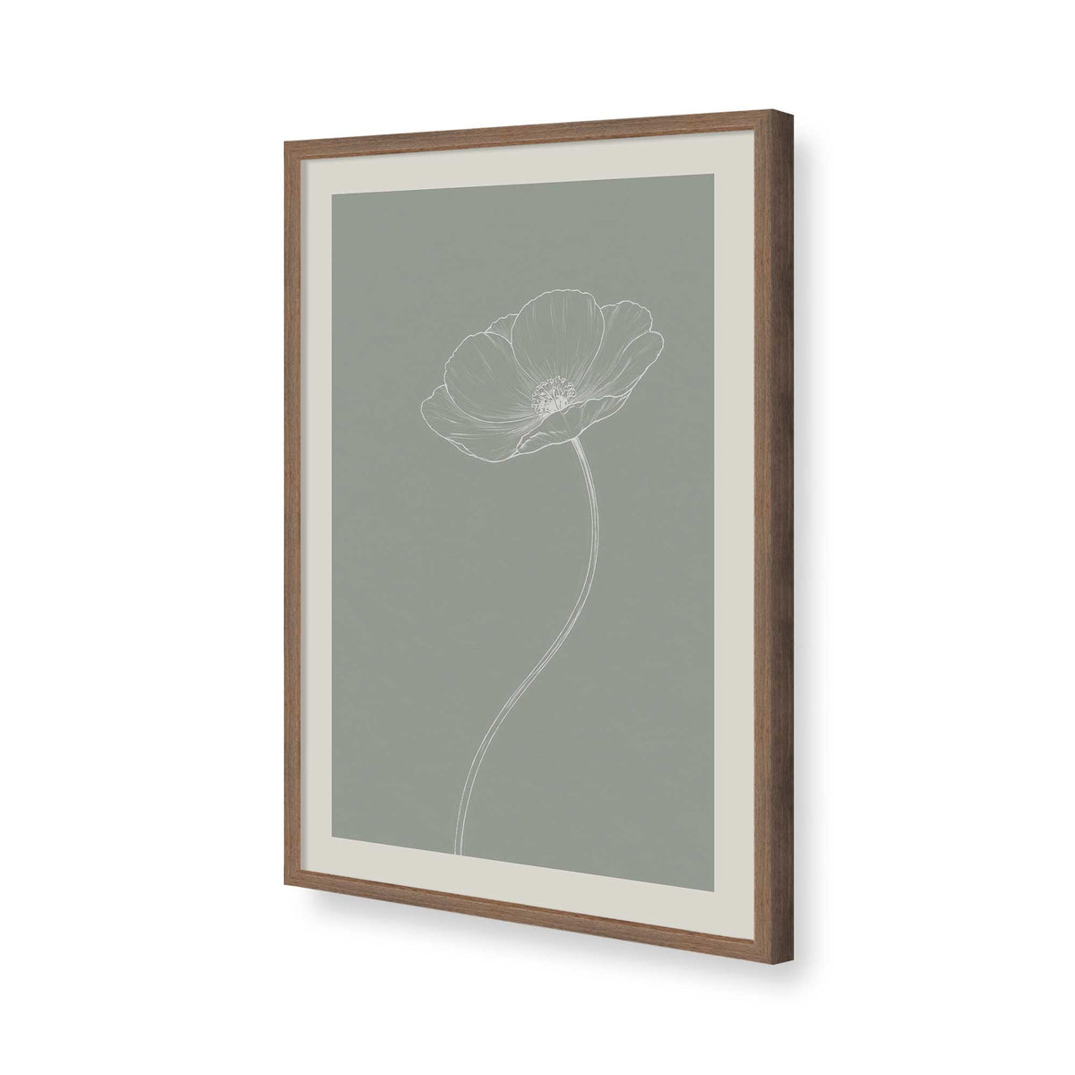 [Color:Walnut], Picture of art in a Polished Chrome frame of the corner