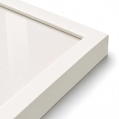 [Color:Opaque White], Picture of art in a Polished Chrome frame at an angle