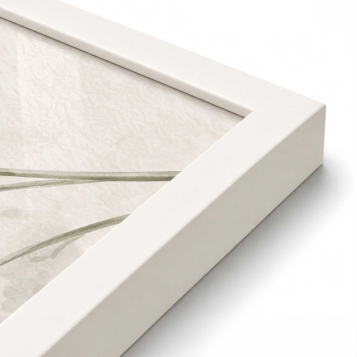 [Color:Opaque White], Picture of art in a Polished Chrome frame at an angle
