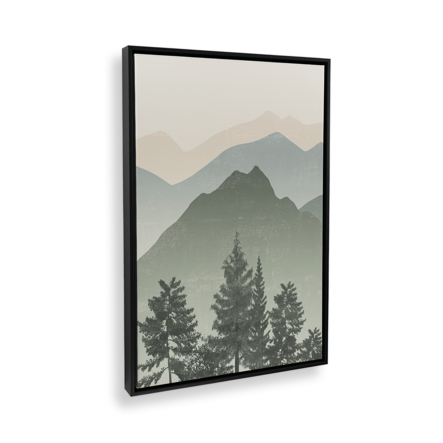 [color:Satin Black], Picture of art in a black frame at angle