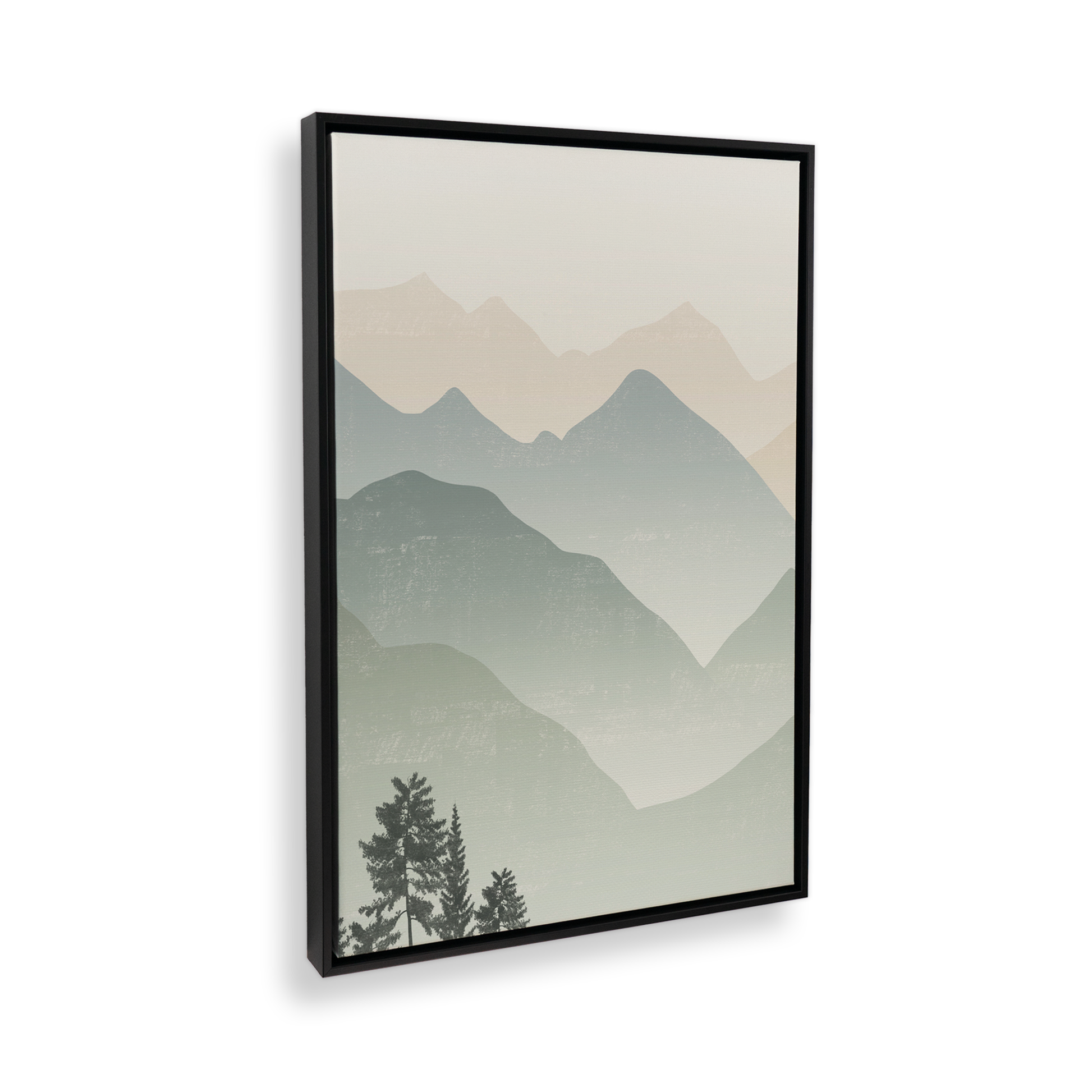 [color:Satin Black], Picture of art in a black frame at angle