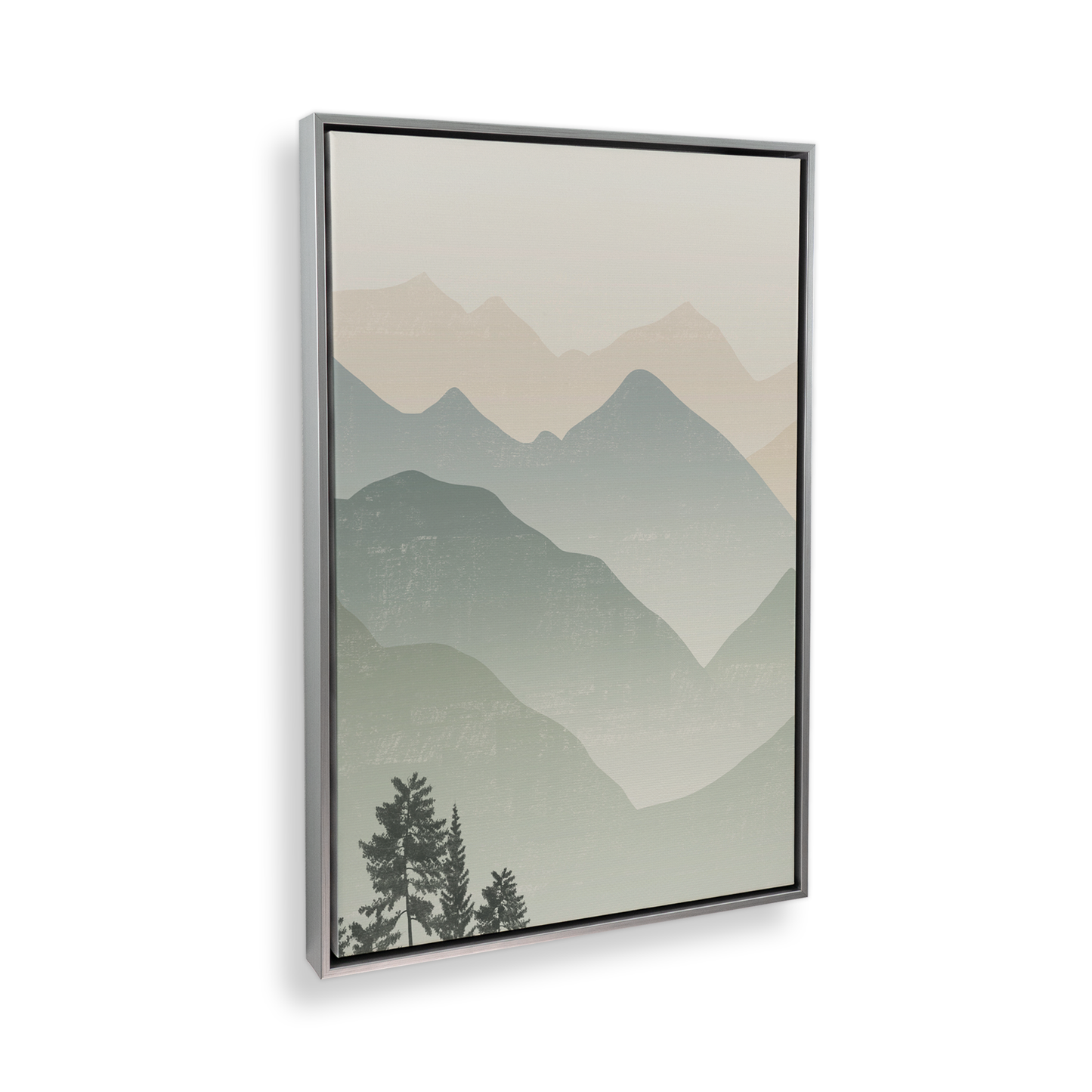 [color:Polished Chrome], Picture of art in a black frame at angle