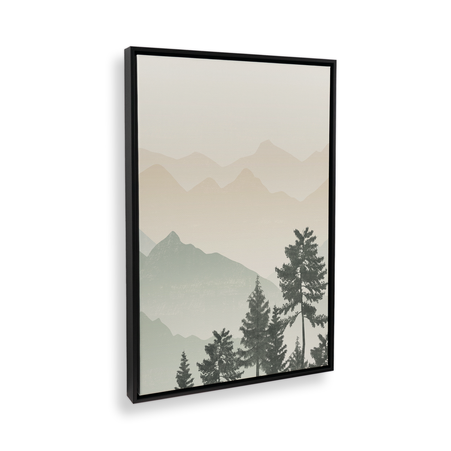 [color:Satin Black], Picture of art in a black frame at angle