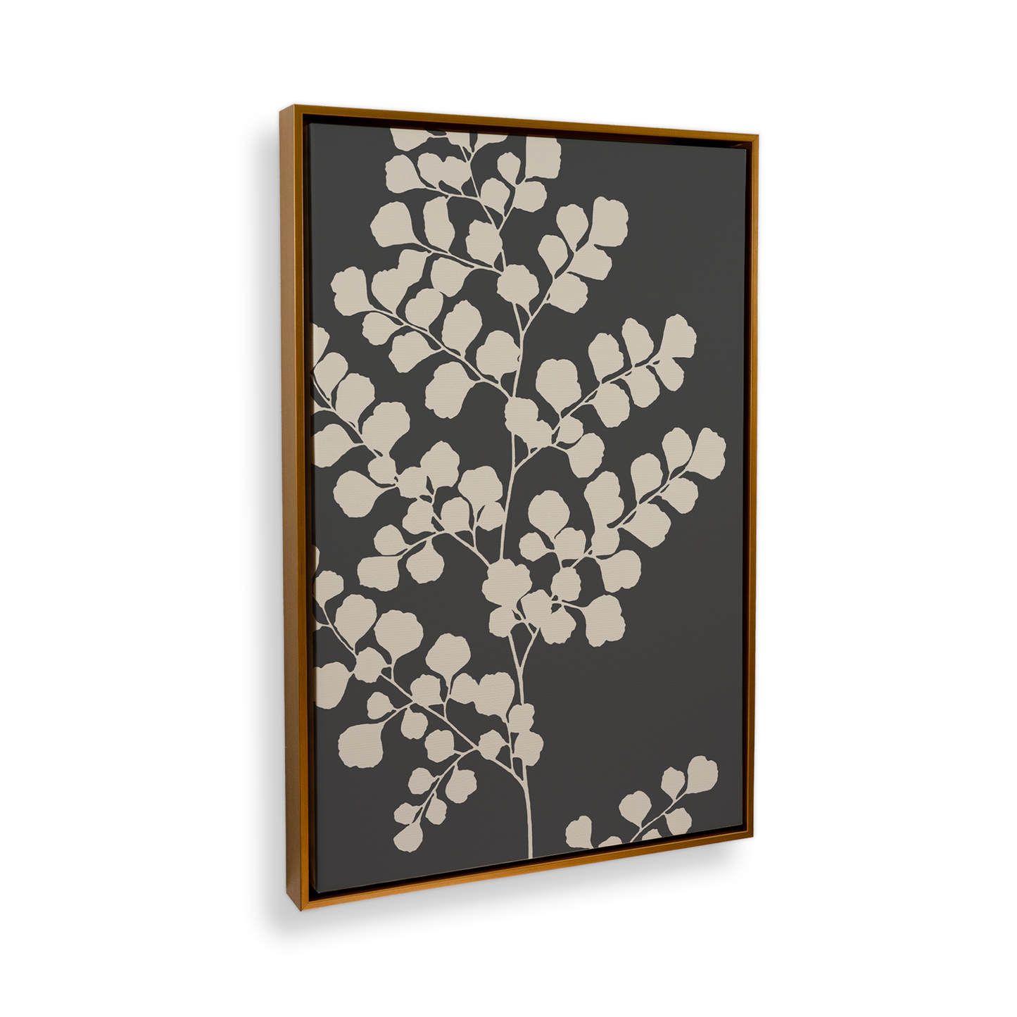 [color:Polished Gold], Picture of art in a black frame at angle
