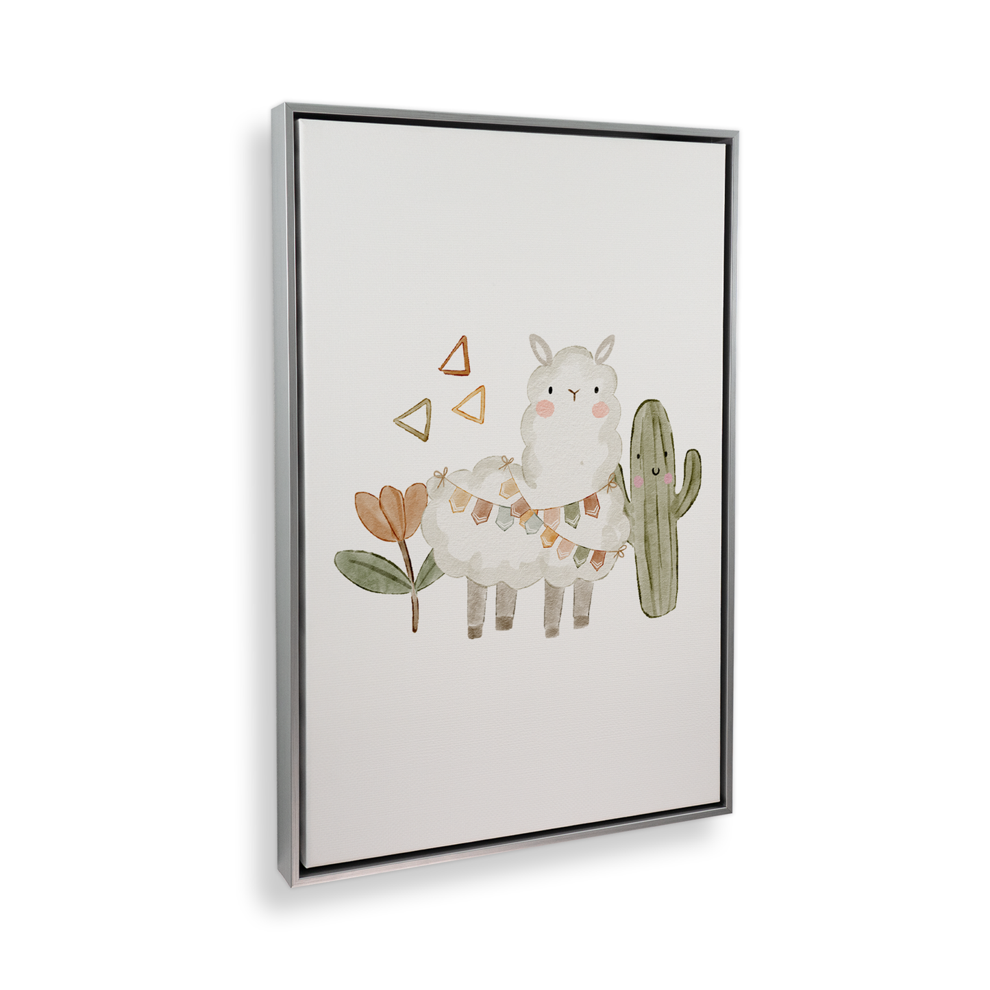 [color:Polished Chrome], Picture of art in a black frame at angle