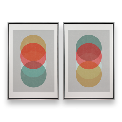 [color:Polished Chrome], Picture of set of 2 prints in a black frame