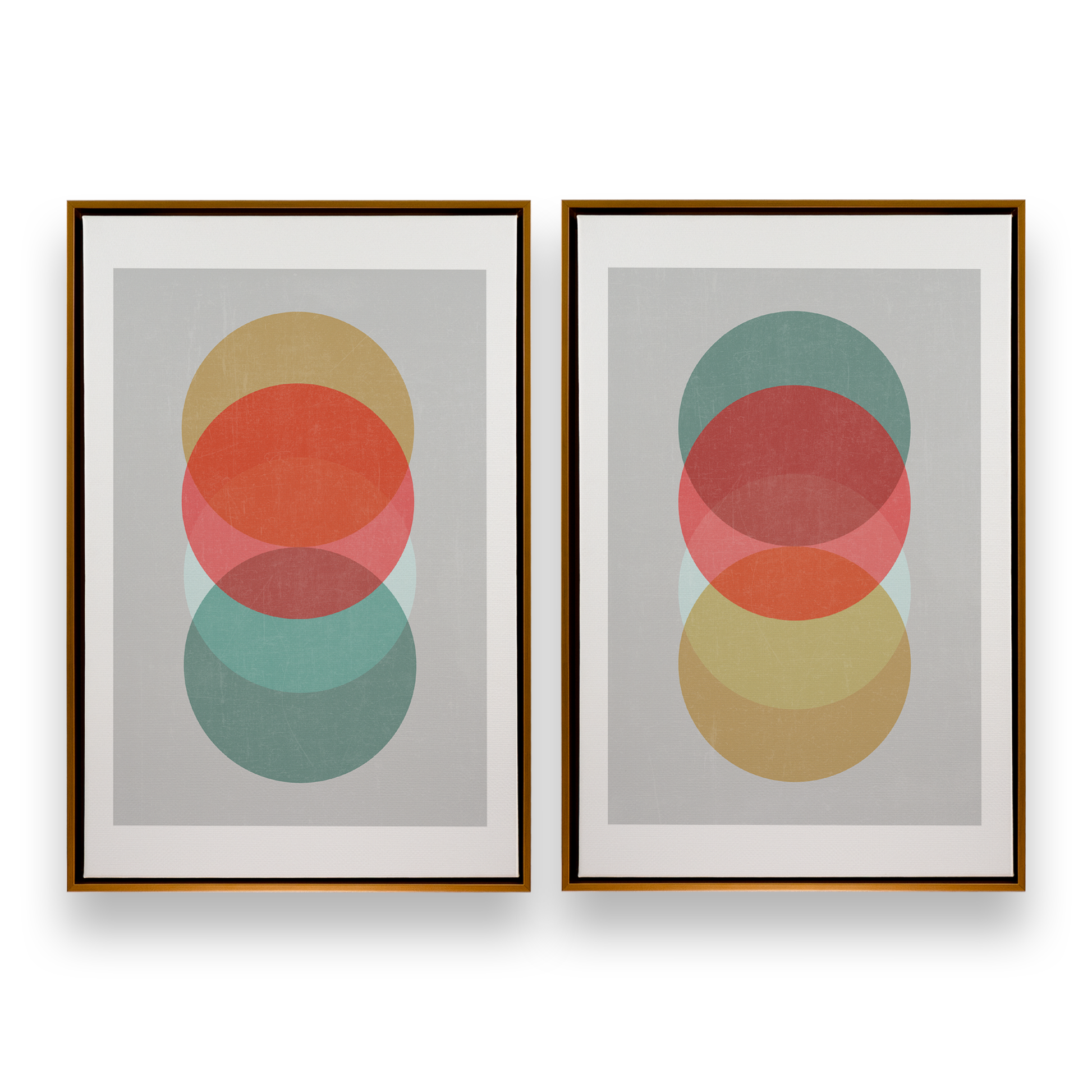 [color:Polished Gold], Picture of set of 2 prints in a black frame