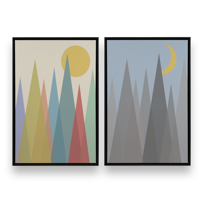 [color:Satin Black], Picture of set of 2 prints in a black frame