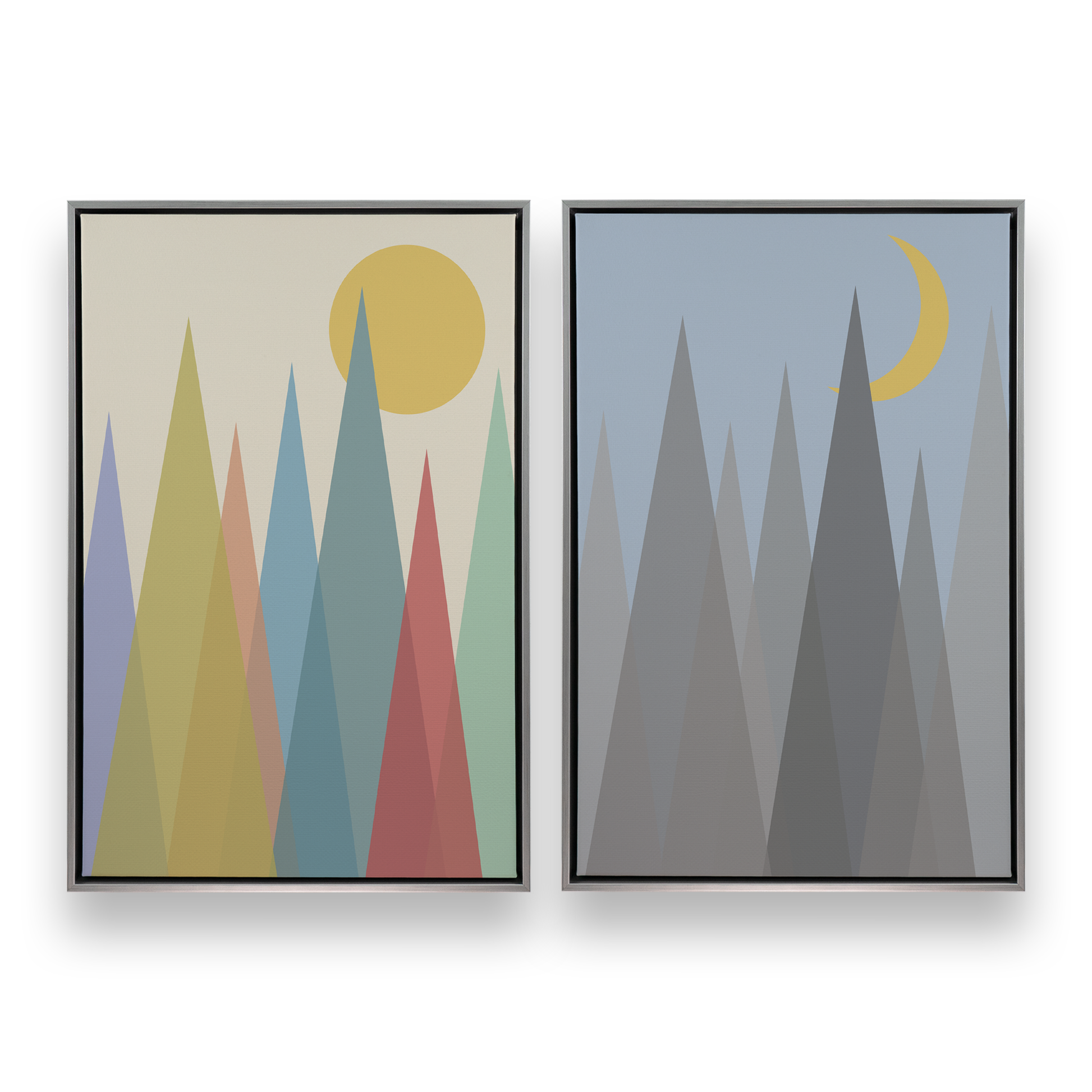 [color:Polished Chrome], Picture of set of 2 prints in a black frame