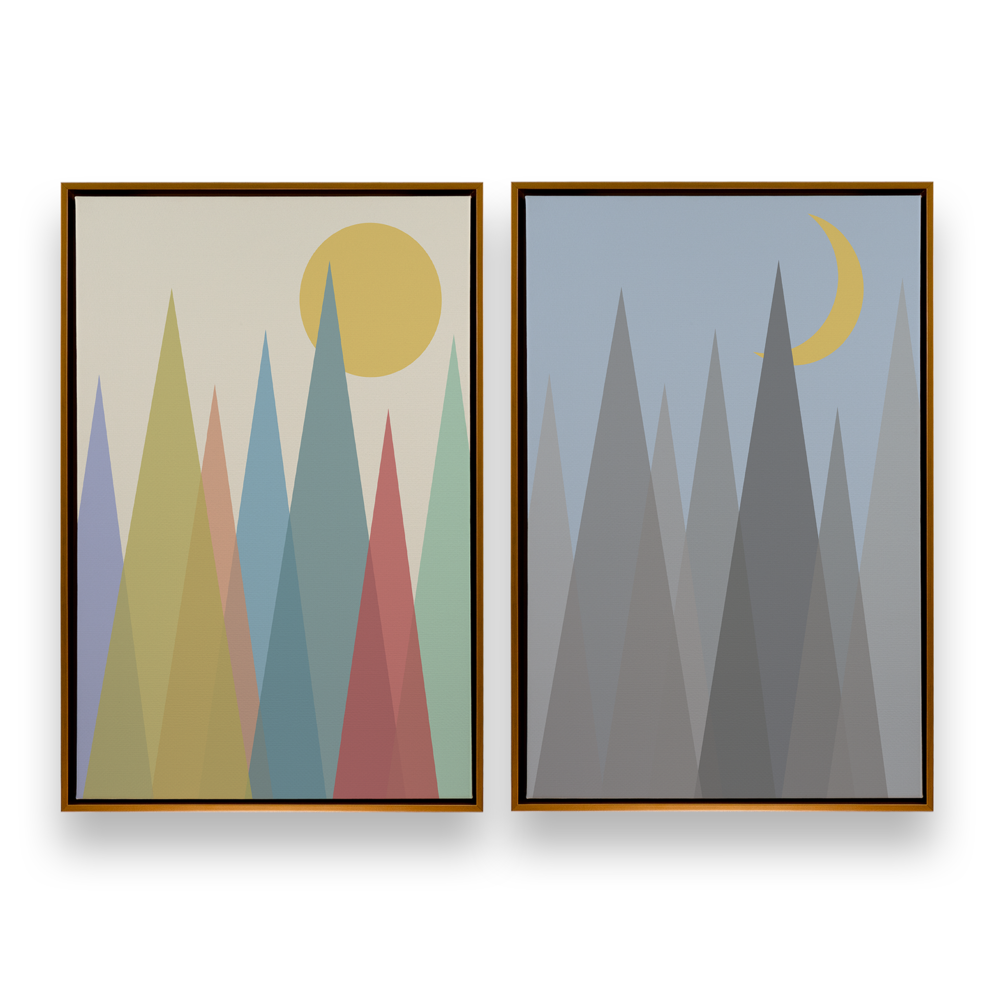 [color:Polished Gold], Picture of set of 2 prints in a black frame