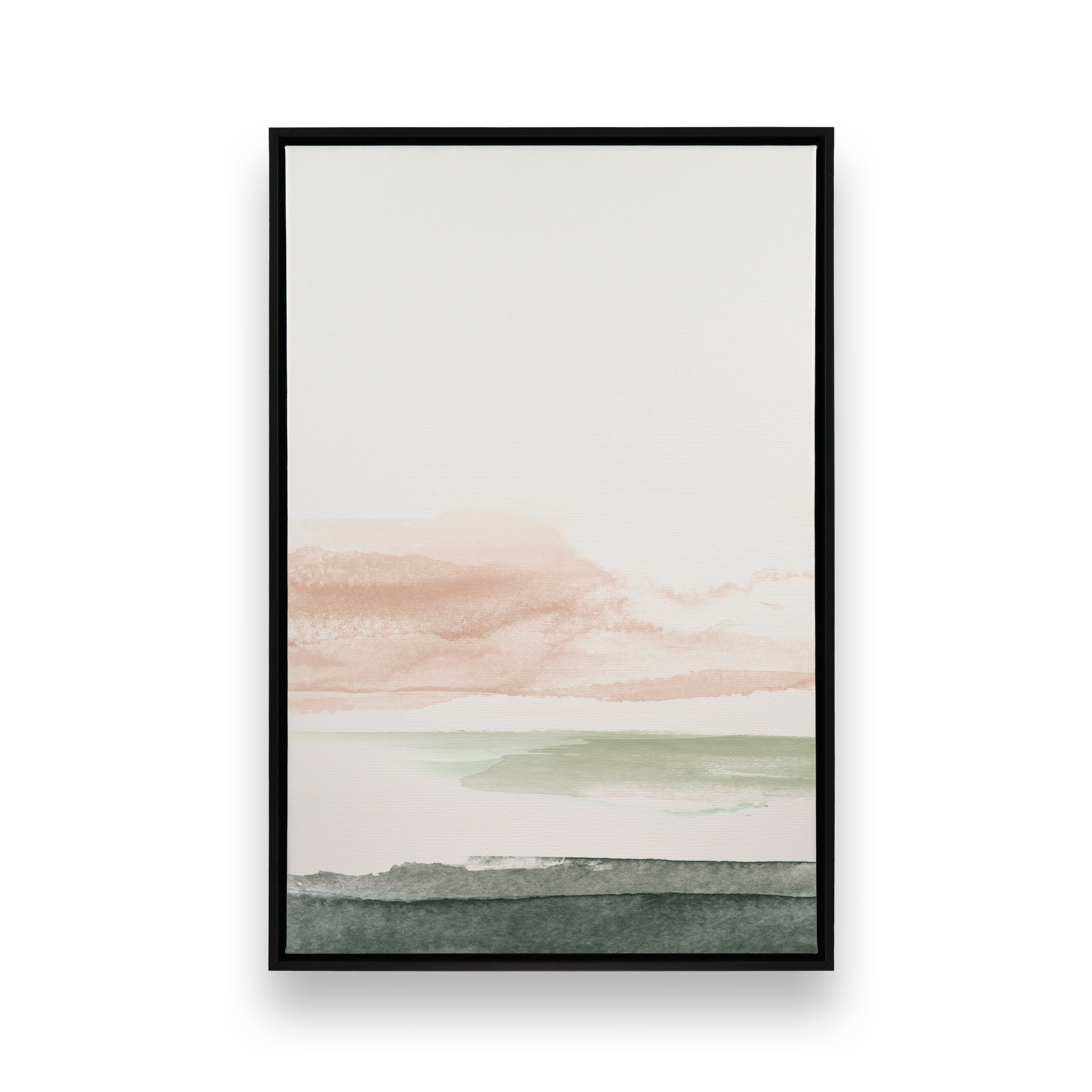 mist over the shore print on canvas in a black floater frame