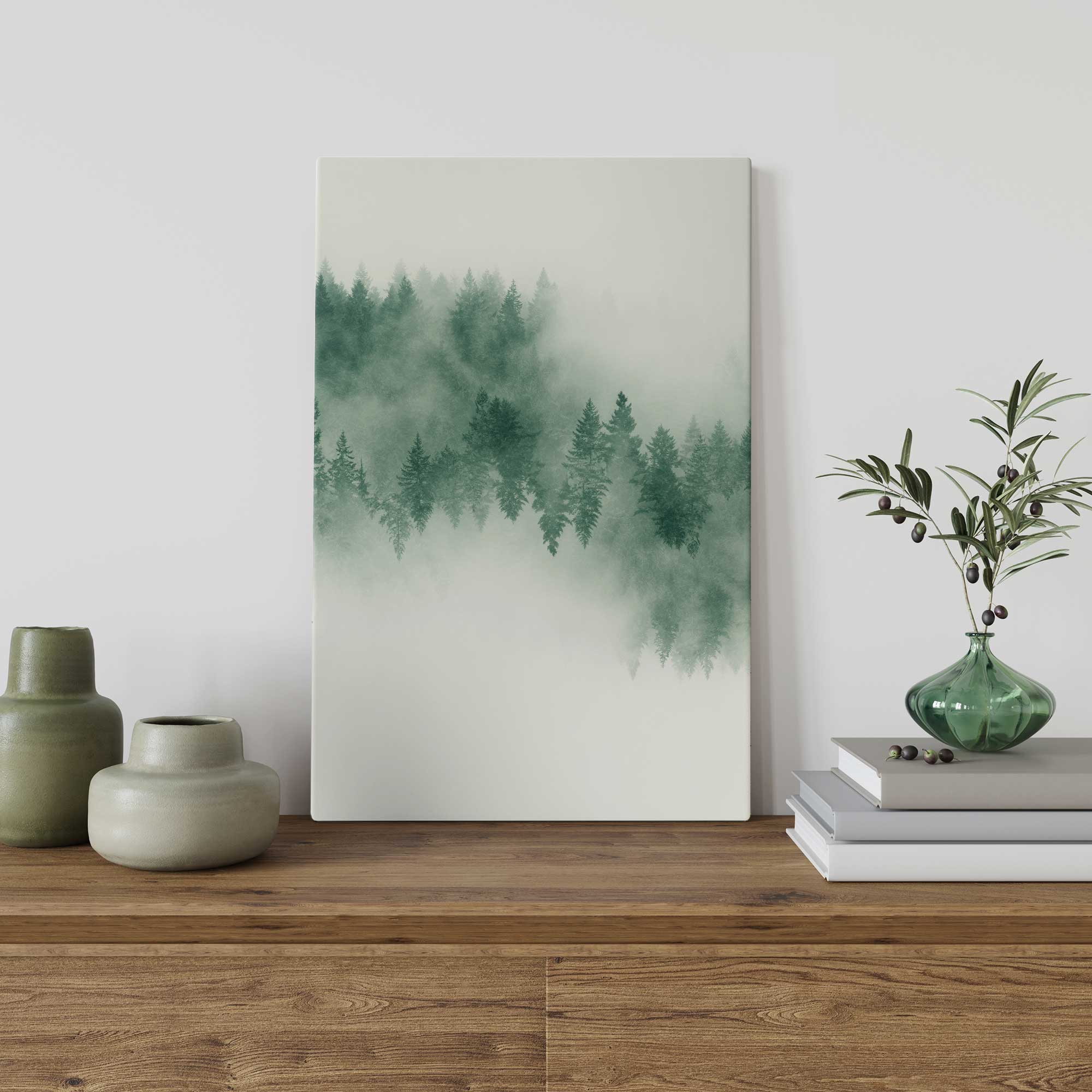 Emerald Forest No 2 on canvas on a counter