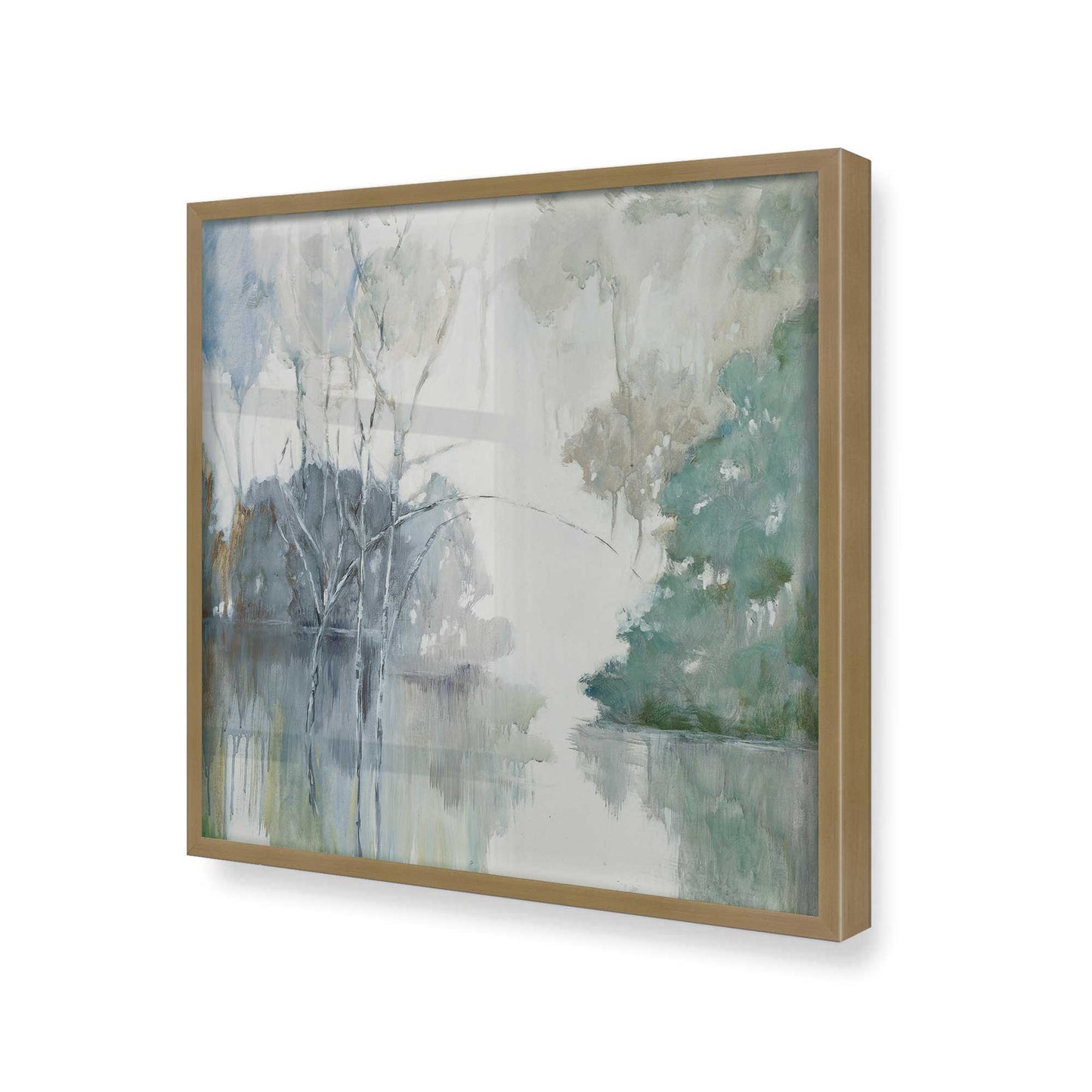 [Color:Brushed Gold], Picture of art in a Brushed Gold frame at an angle