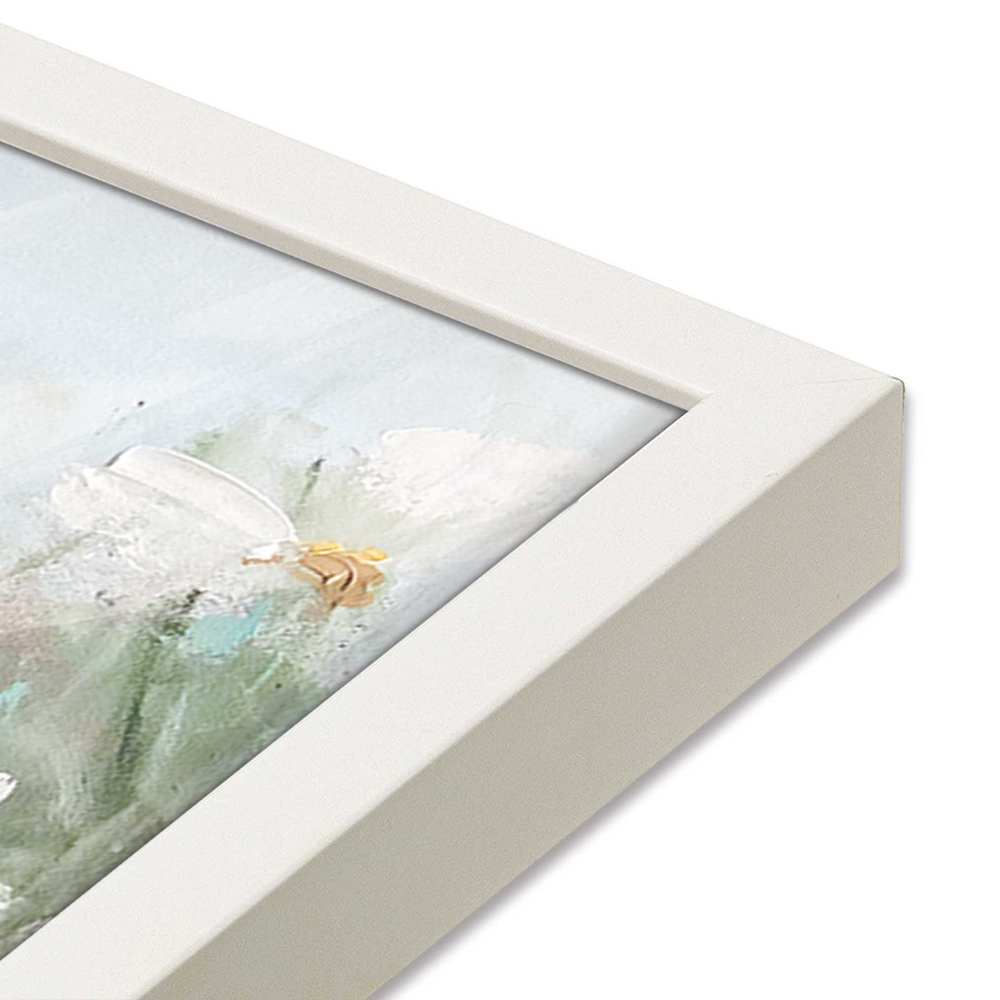 [Color:Opaque White], Picture of art in a Opaque White frame of the corner