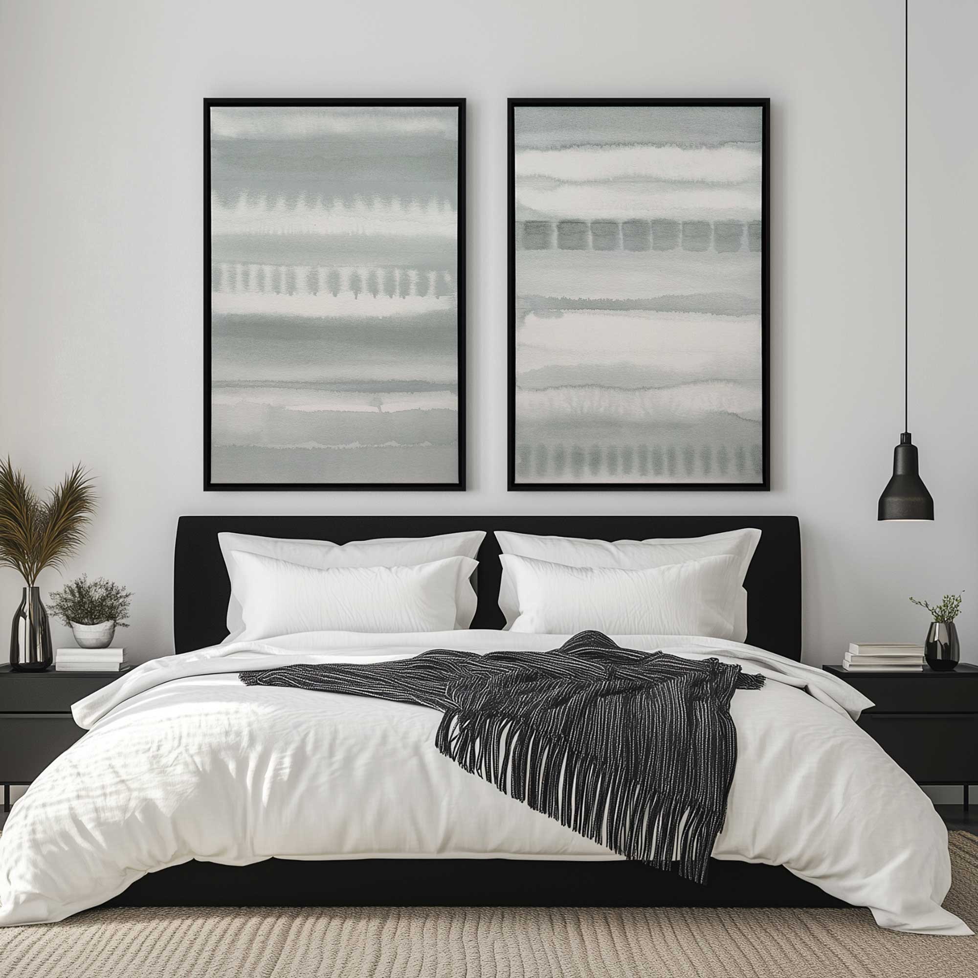 soft gradient stripes set of 2 framed canvas abstract prints