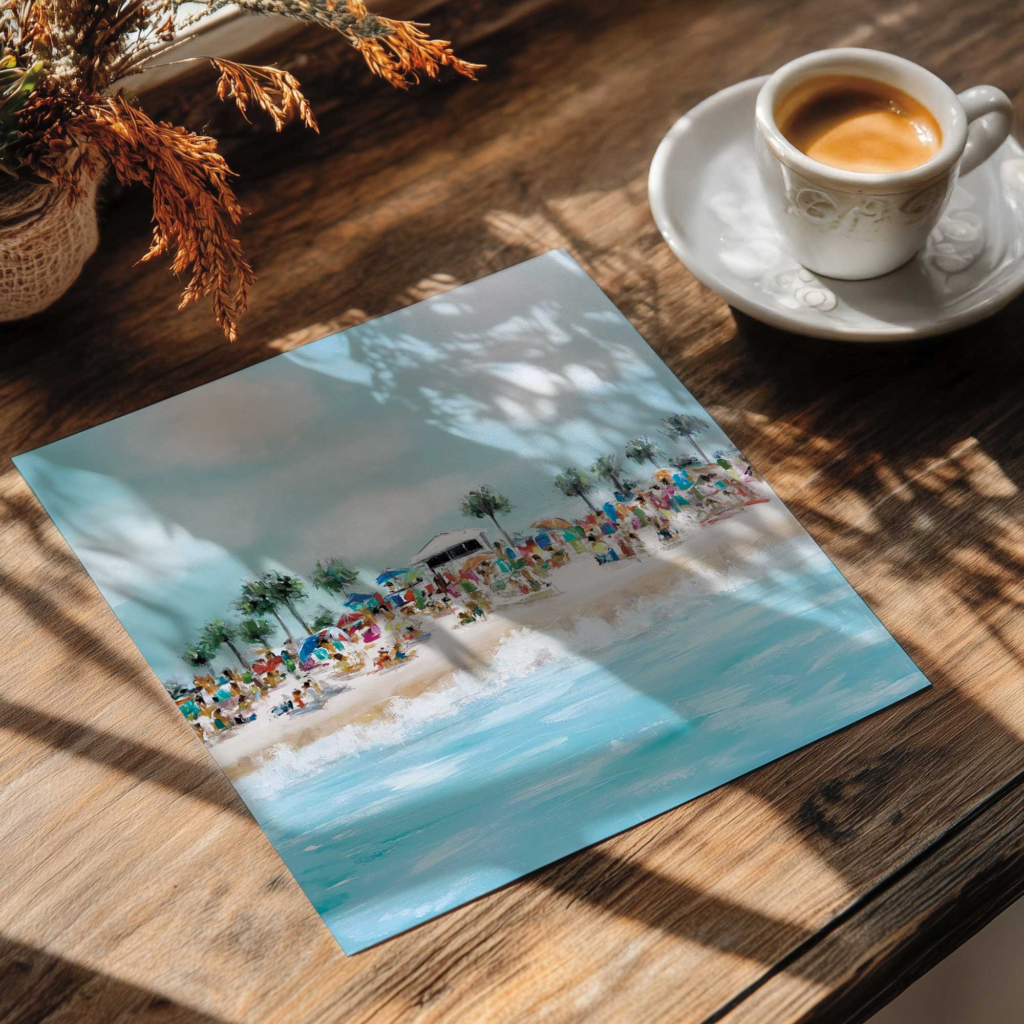 Palm Shore festival rolled print on a table