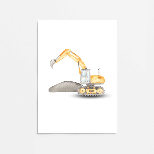 Yellow Excavator Promotional Rolled Print