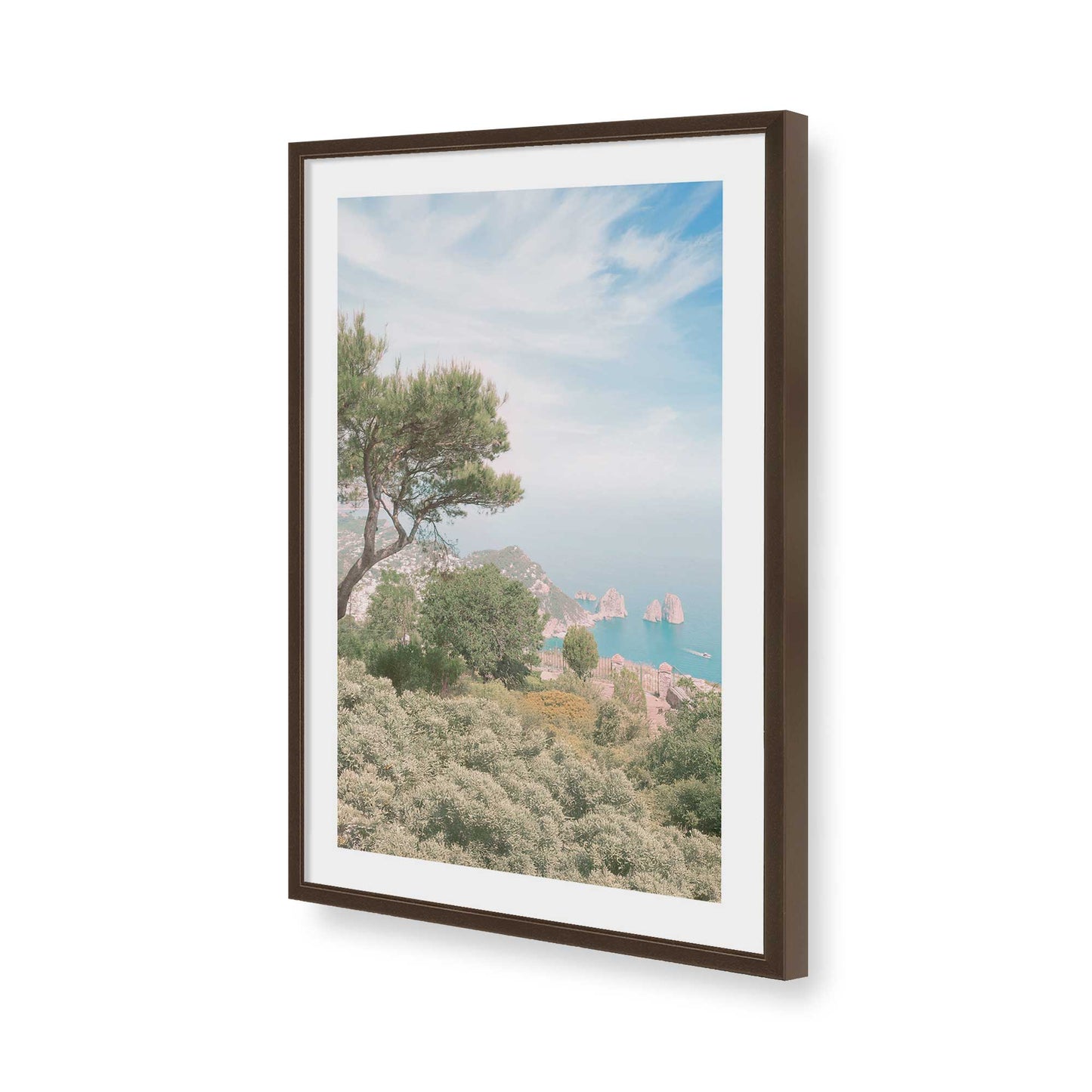 [Color:Brown], Picture of art in a Brown frame of the corner
