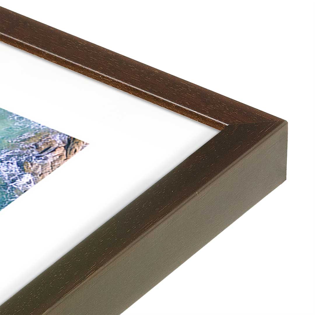 [Color:Brown], Picture of art in a Brown frame at an angle