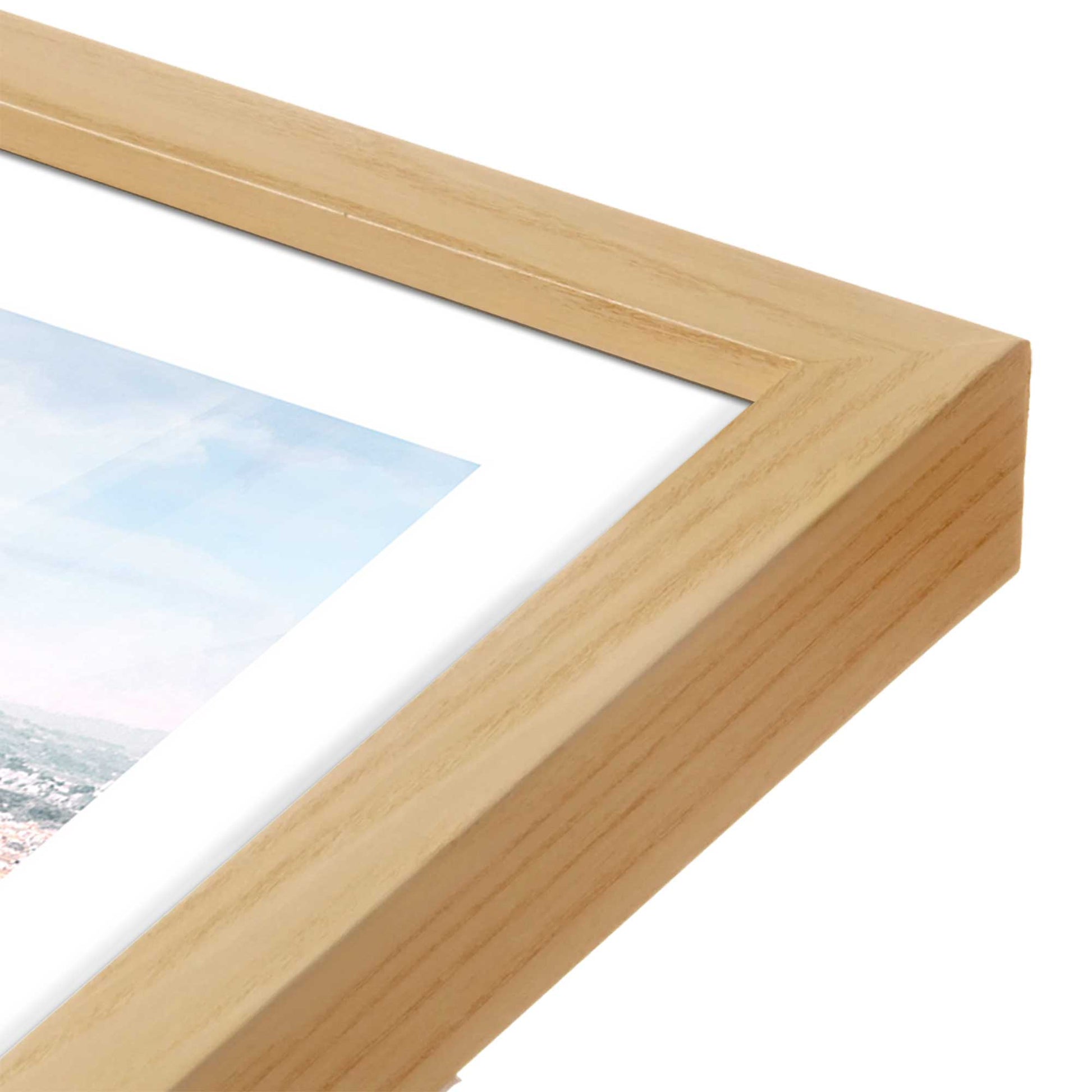 [Color:American Maple], Picture of art in a American Maple frame at an angle