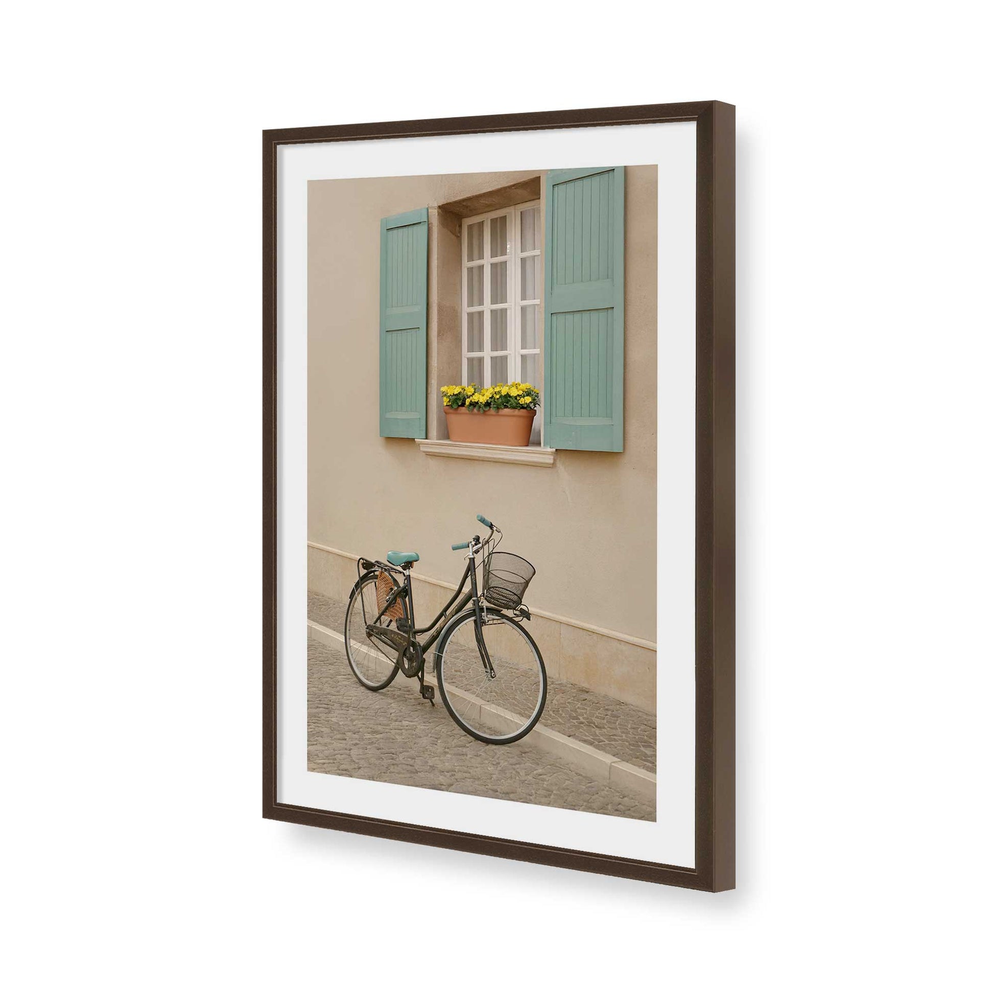 [Color:Brown], Picture of art in a Brown frame of the corner