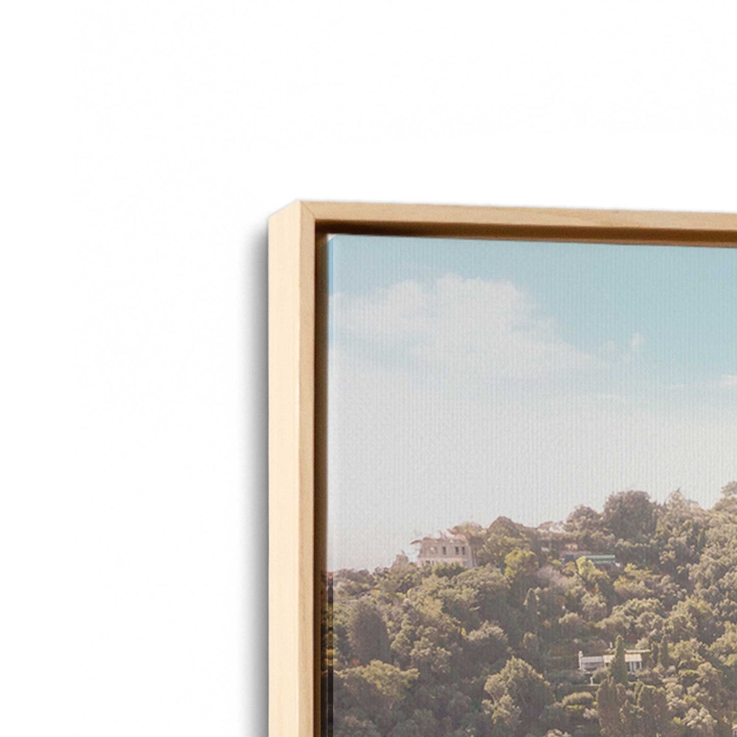 [Color:American Maple], Picture of art in a American Maple frame at an angle