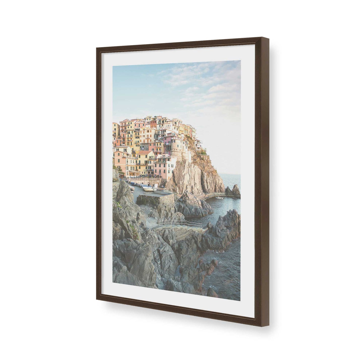 [Color:Brown], Picture of art in a Brown frame of the corner