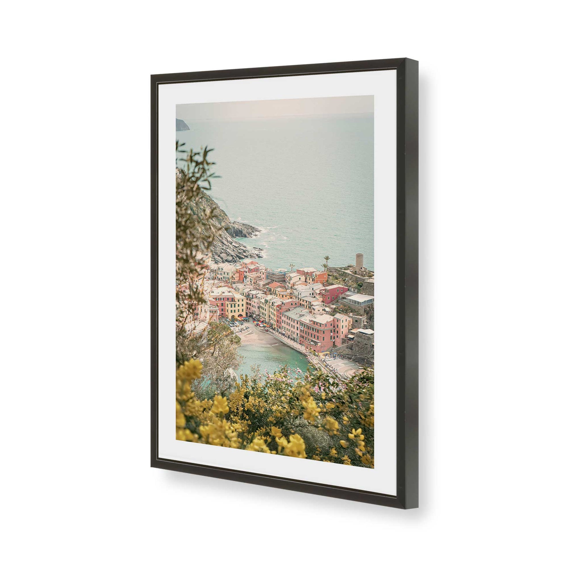 [Color:Satin Black], Picture of art in a Satin Black frame of the corner