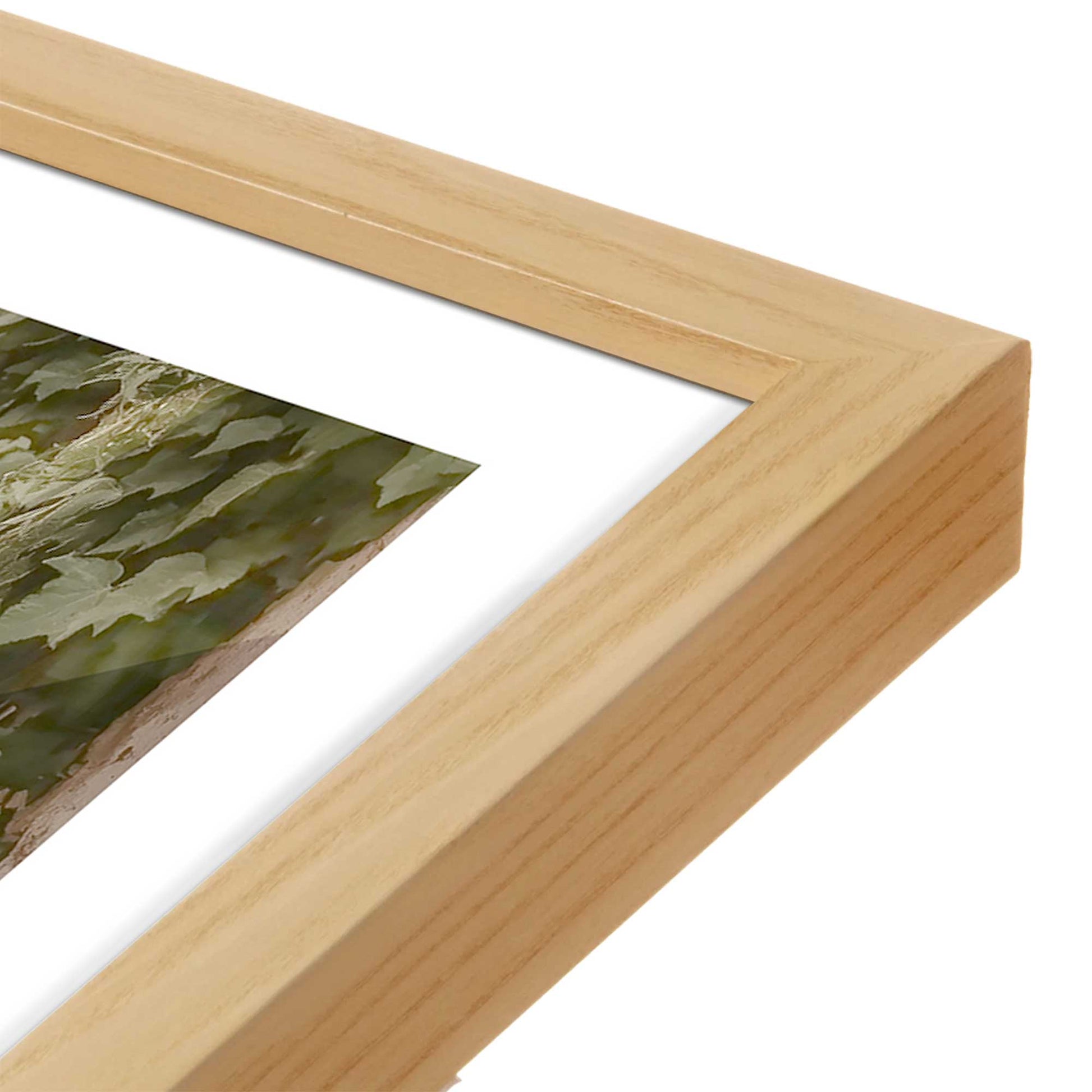 [Color:American Maple], Picture of art in a American Maple frame at an angle