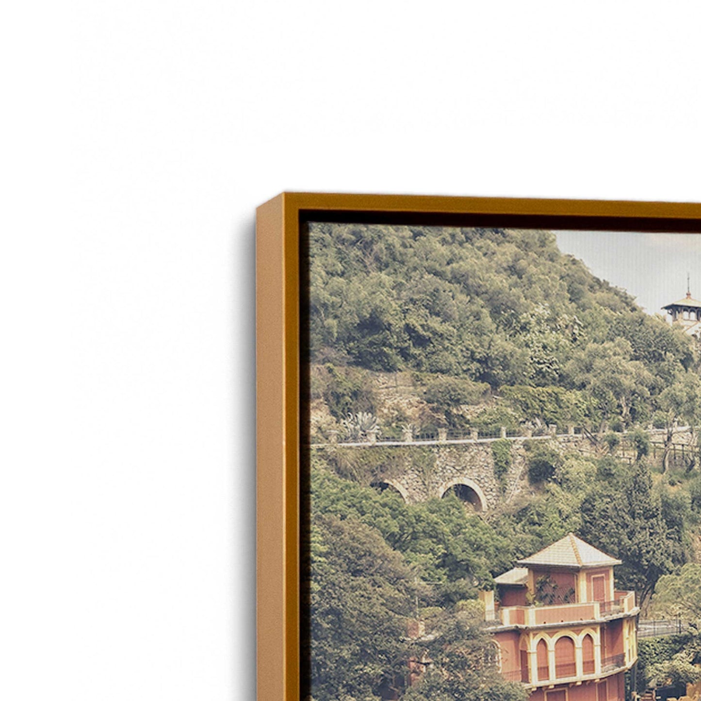 [Color:Polished Gold], Picture of art in a Polished Gold frame at an angle