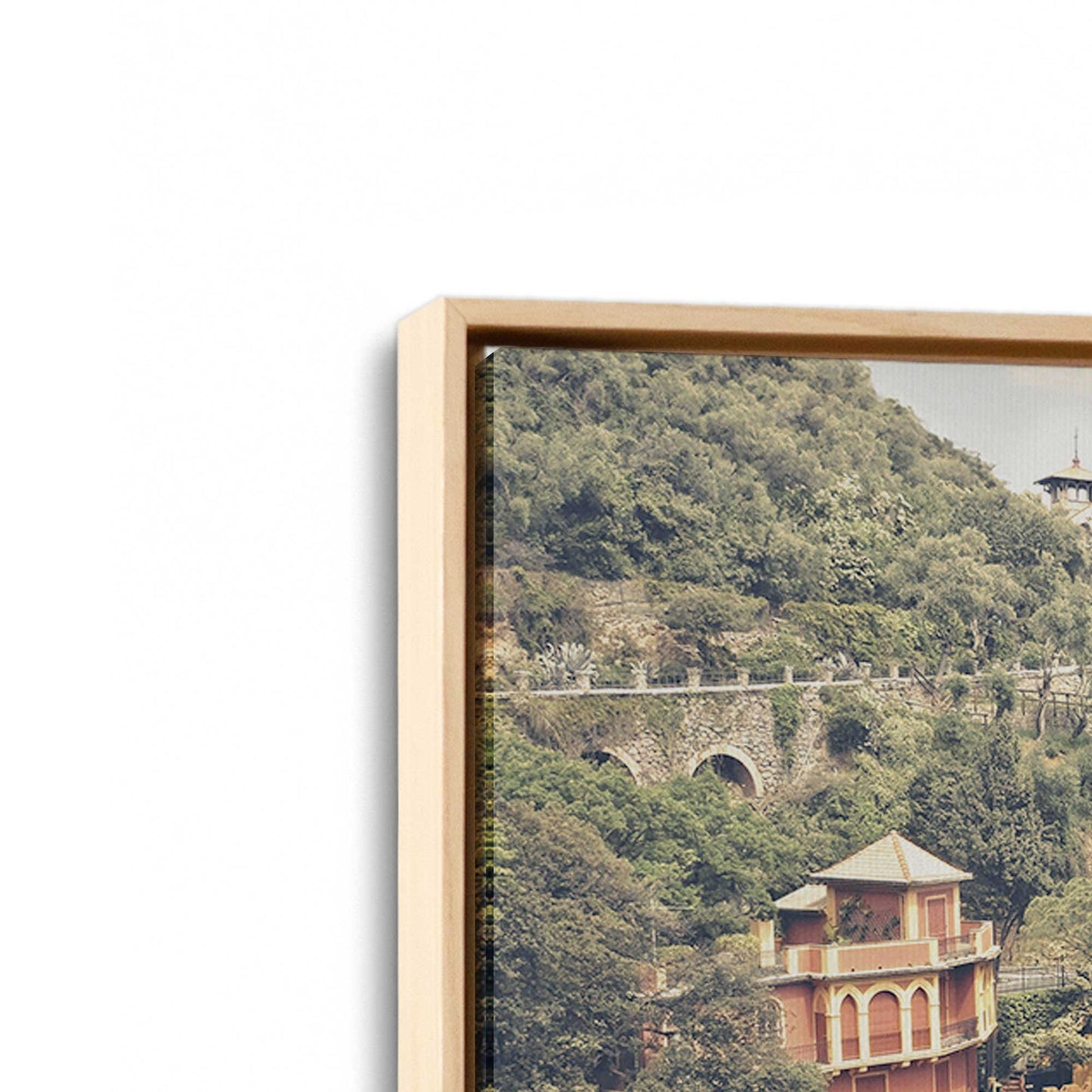 [Color:American Maple], Picture of art in a American Maple frame at an angle