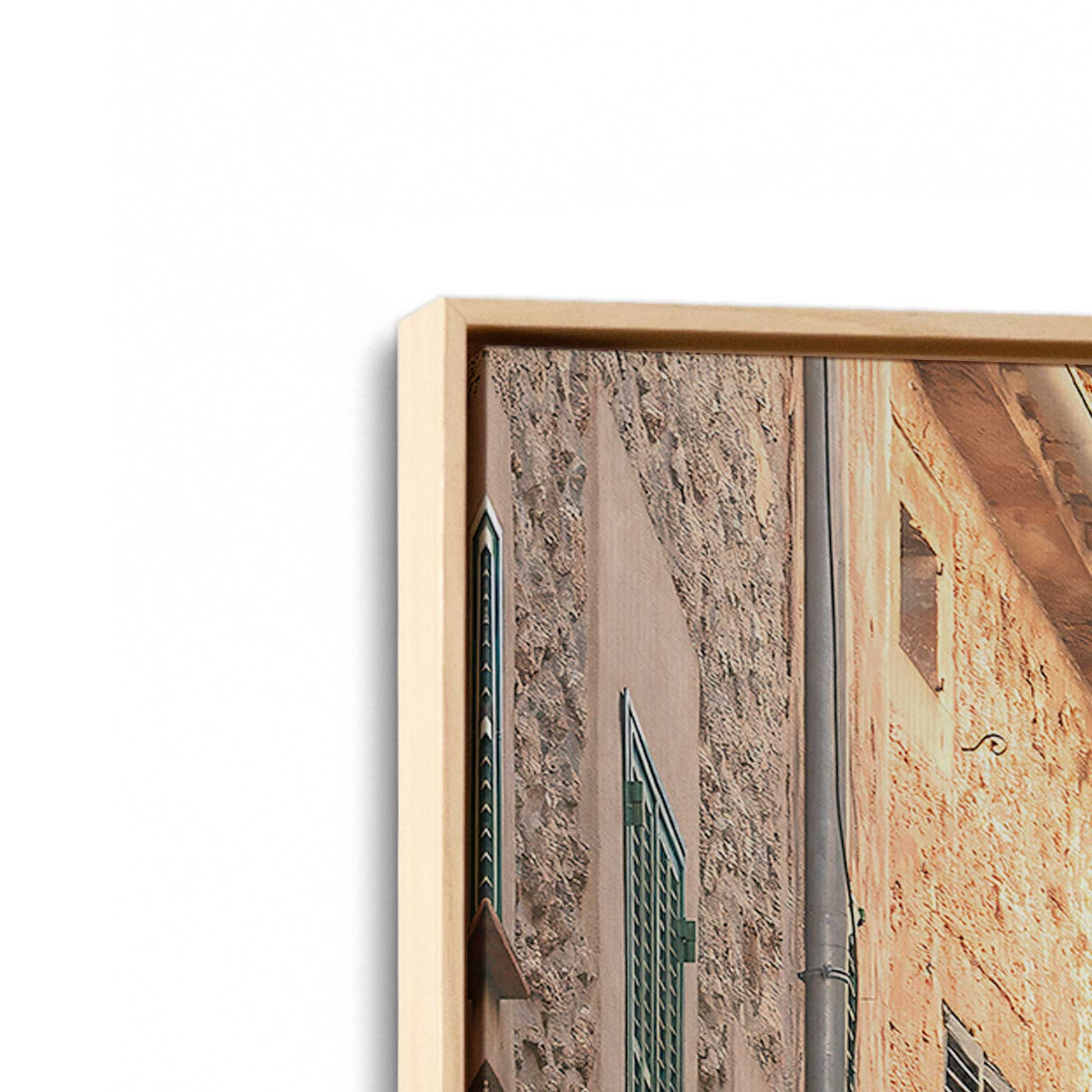 [Color:American Maple], Picture of art in a American Maple frame at an angle