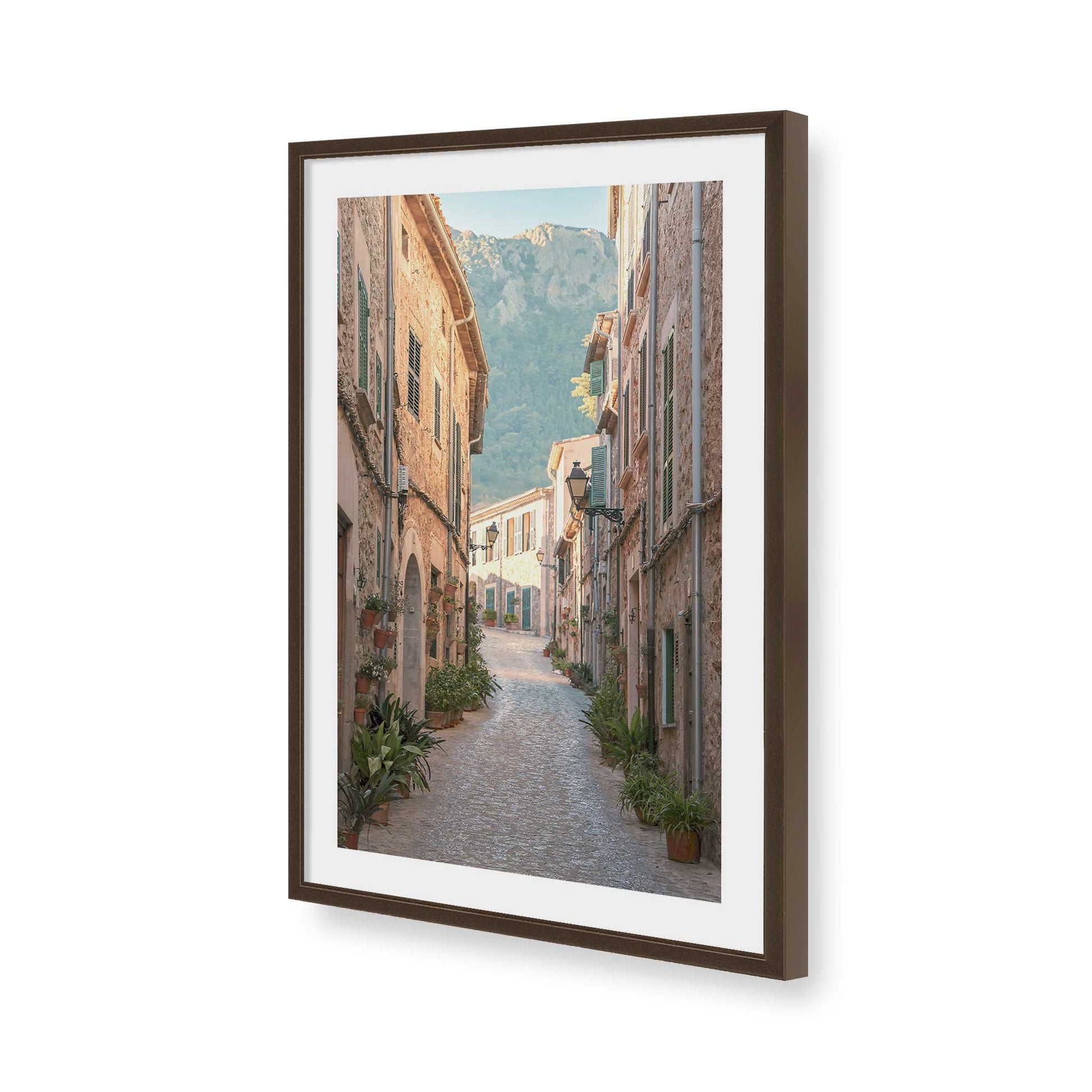 [Color:Brown], Picture of art in a Brown frame of the corner