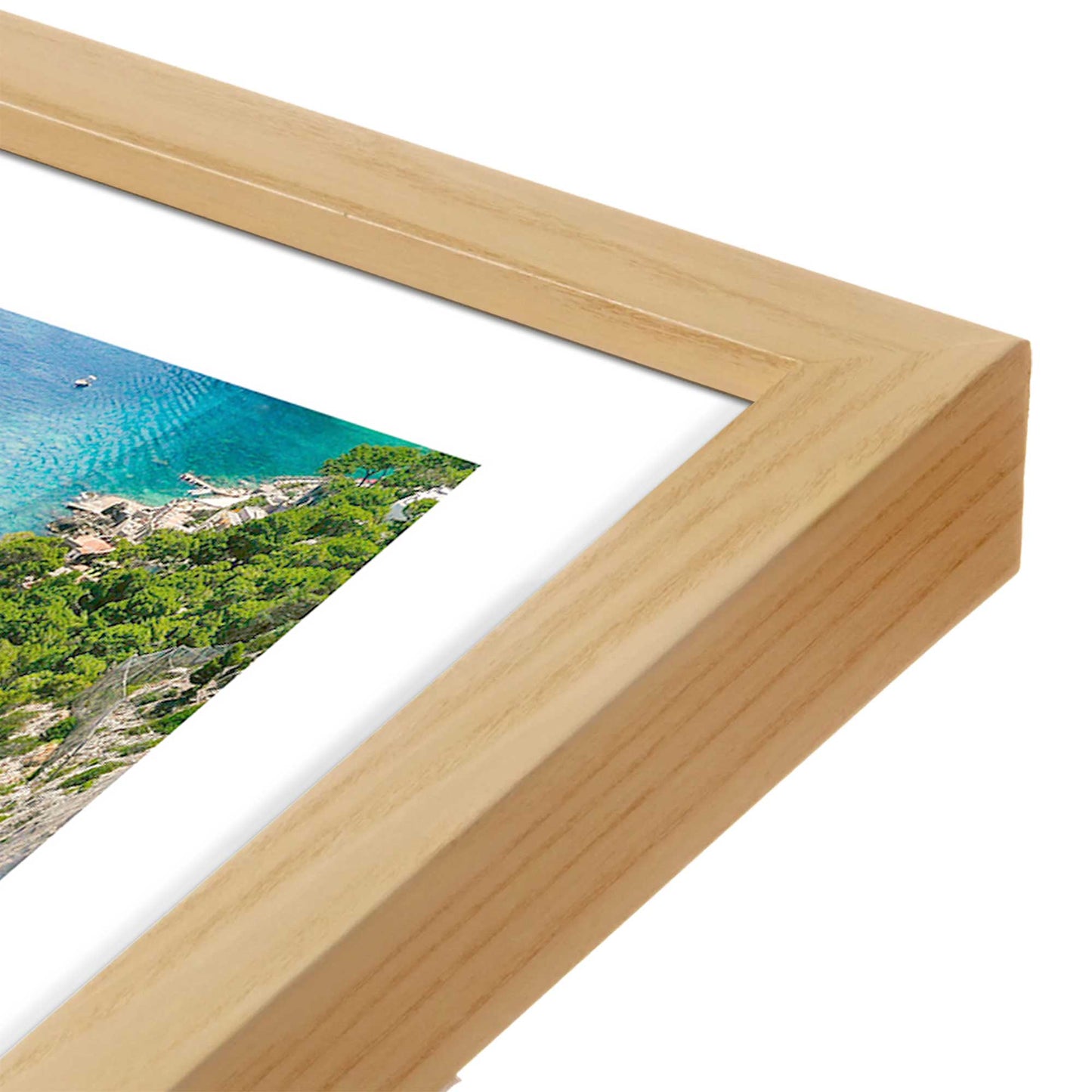 [Color:American Maple], Picture of art in a American Maple frame at an angle