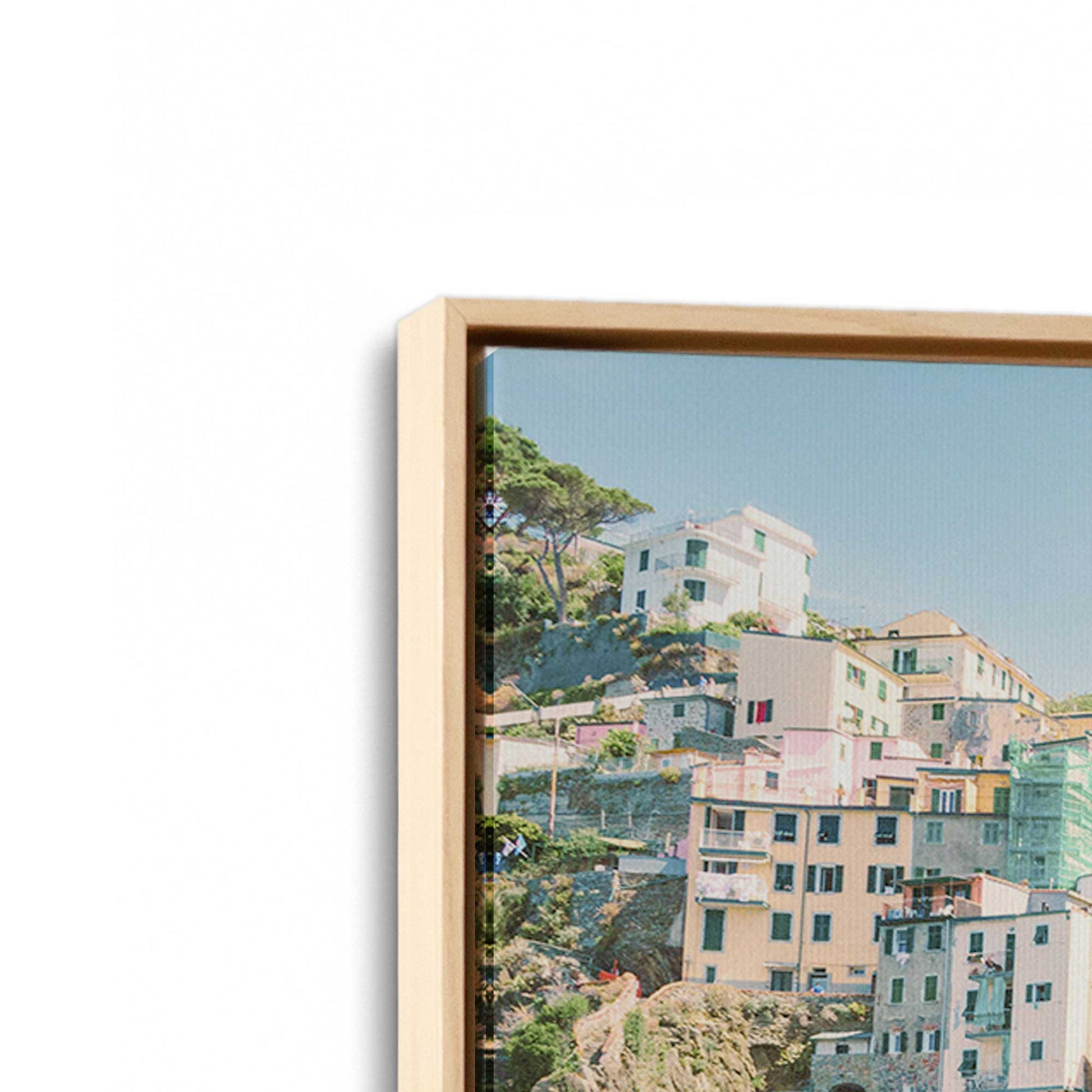 [Color:American Maple], Picture of art in a American Maple frame at an angle