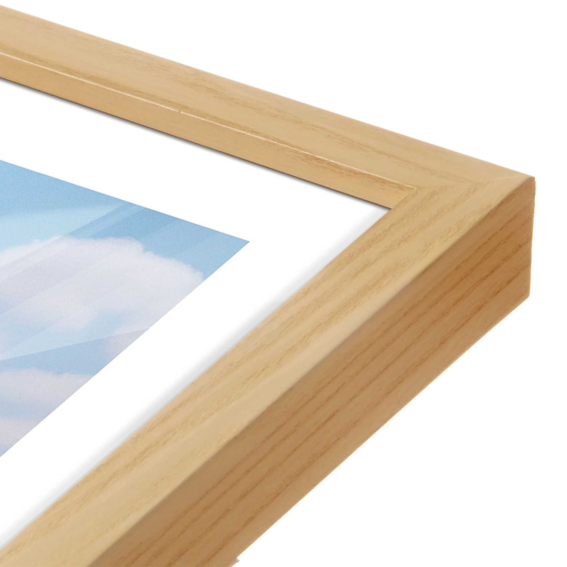 [Color:American Maple], Picture of art in a American Maple frame at an angle