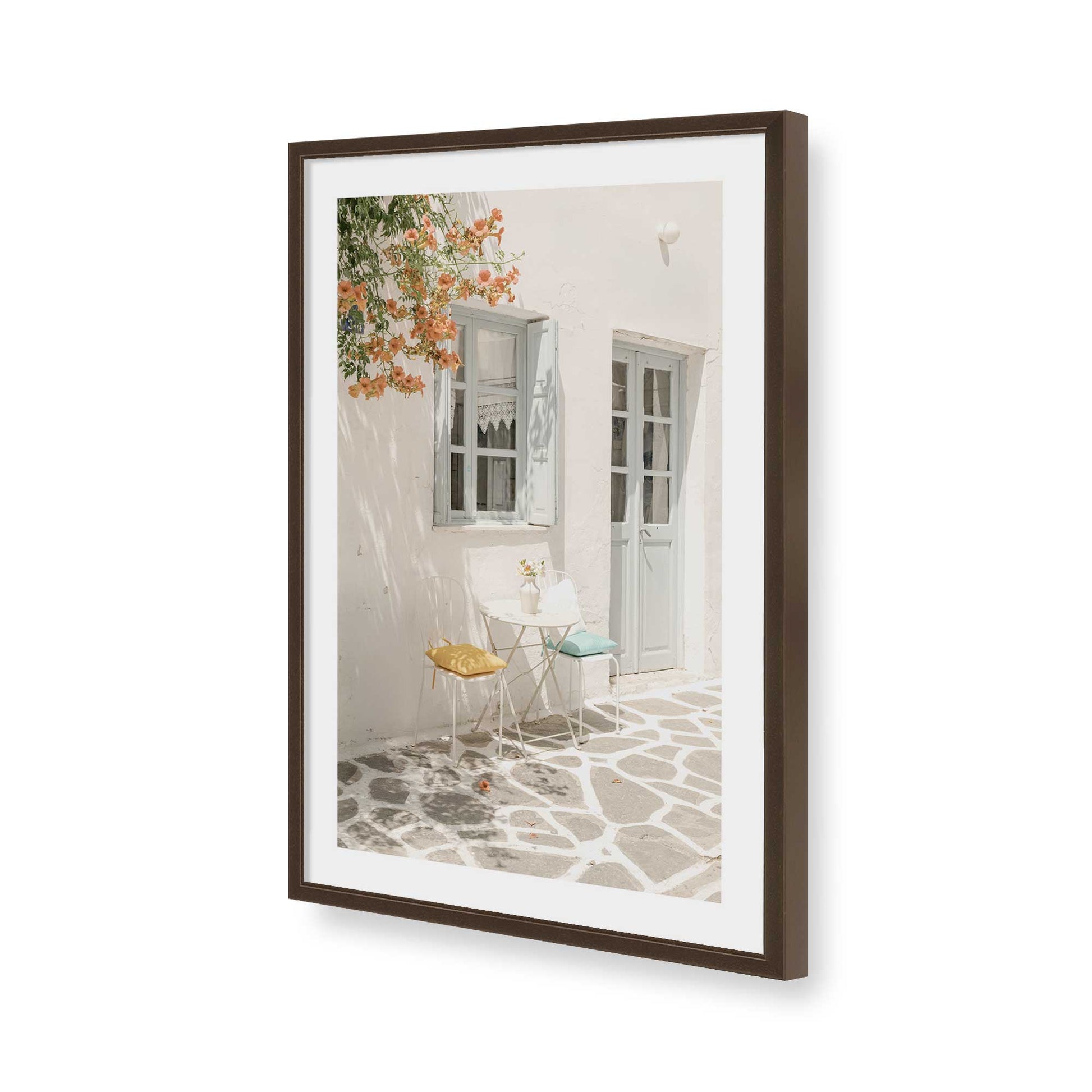 [Color:Brown], Picture of art in a Brown frame of the corner
