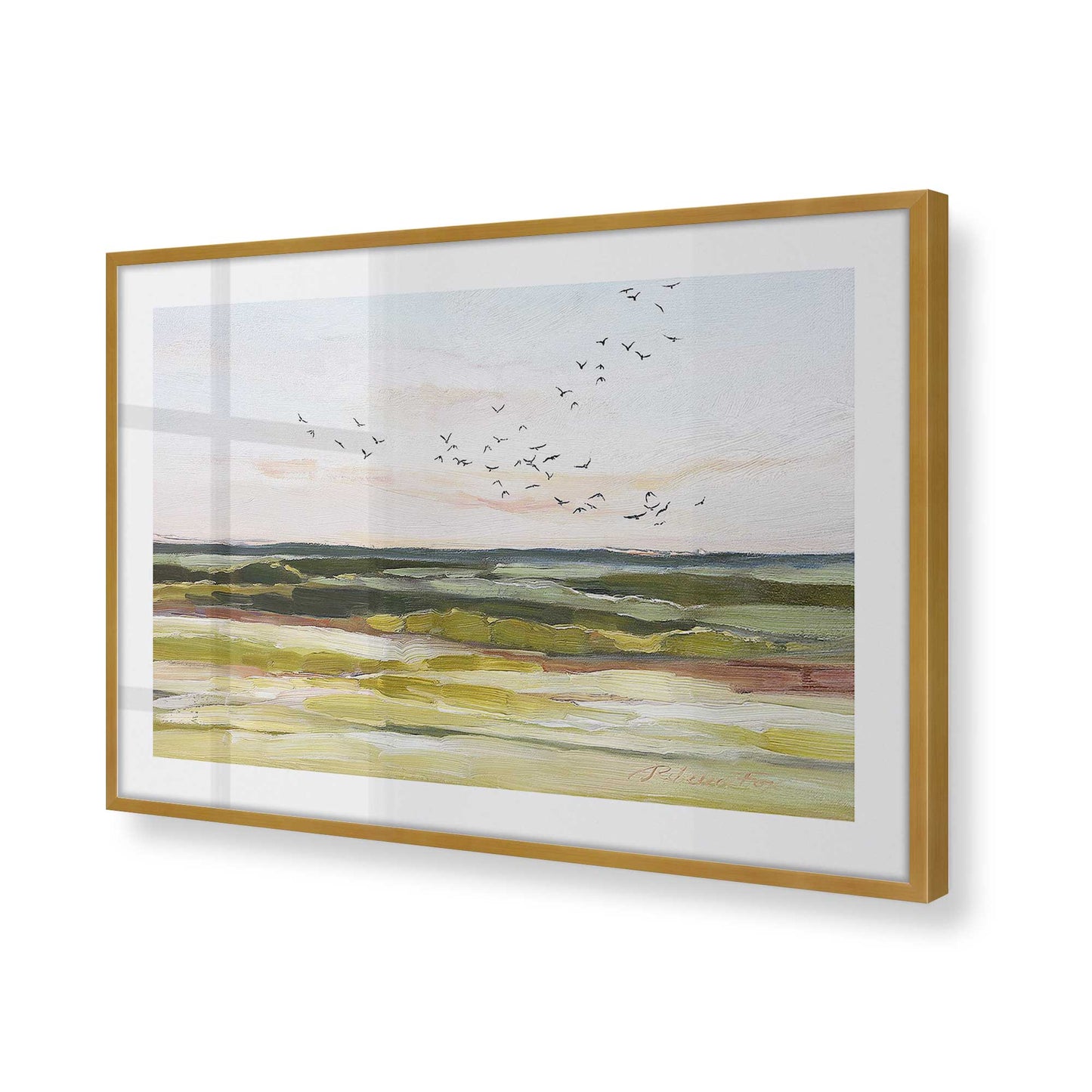 [Color:Polished Gold], Picture of art in a Polished Gold frame at an angle